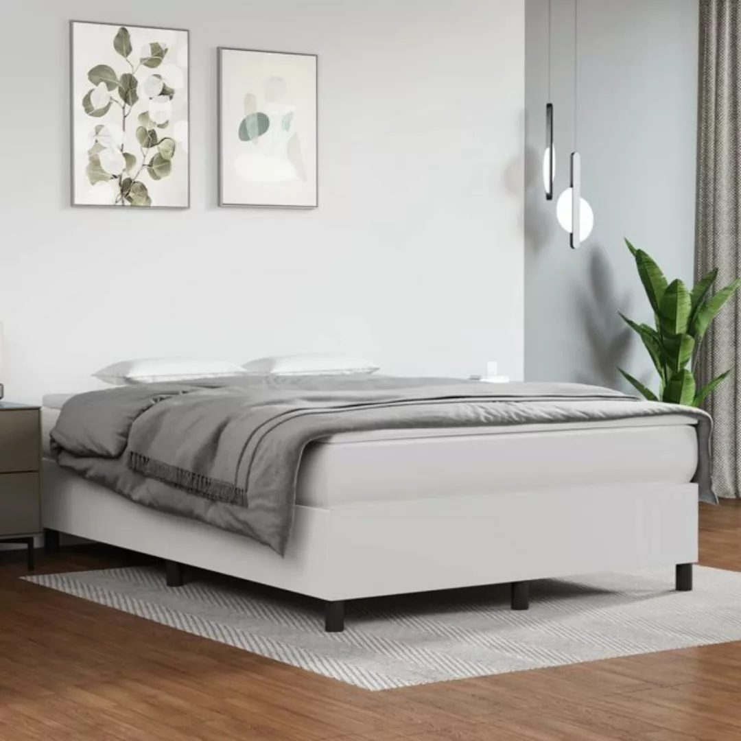 vidaXL Bettgestell Boxspringbett mit Matratze Weiß 140x200 cm Kunstleder Be günstig online kaufen