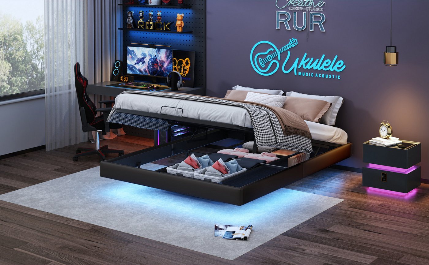 Furnishings Home Gamerbett Polsterbett Doppelbett Gaming LED (E-sport, Hydr günstig online kaufen