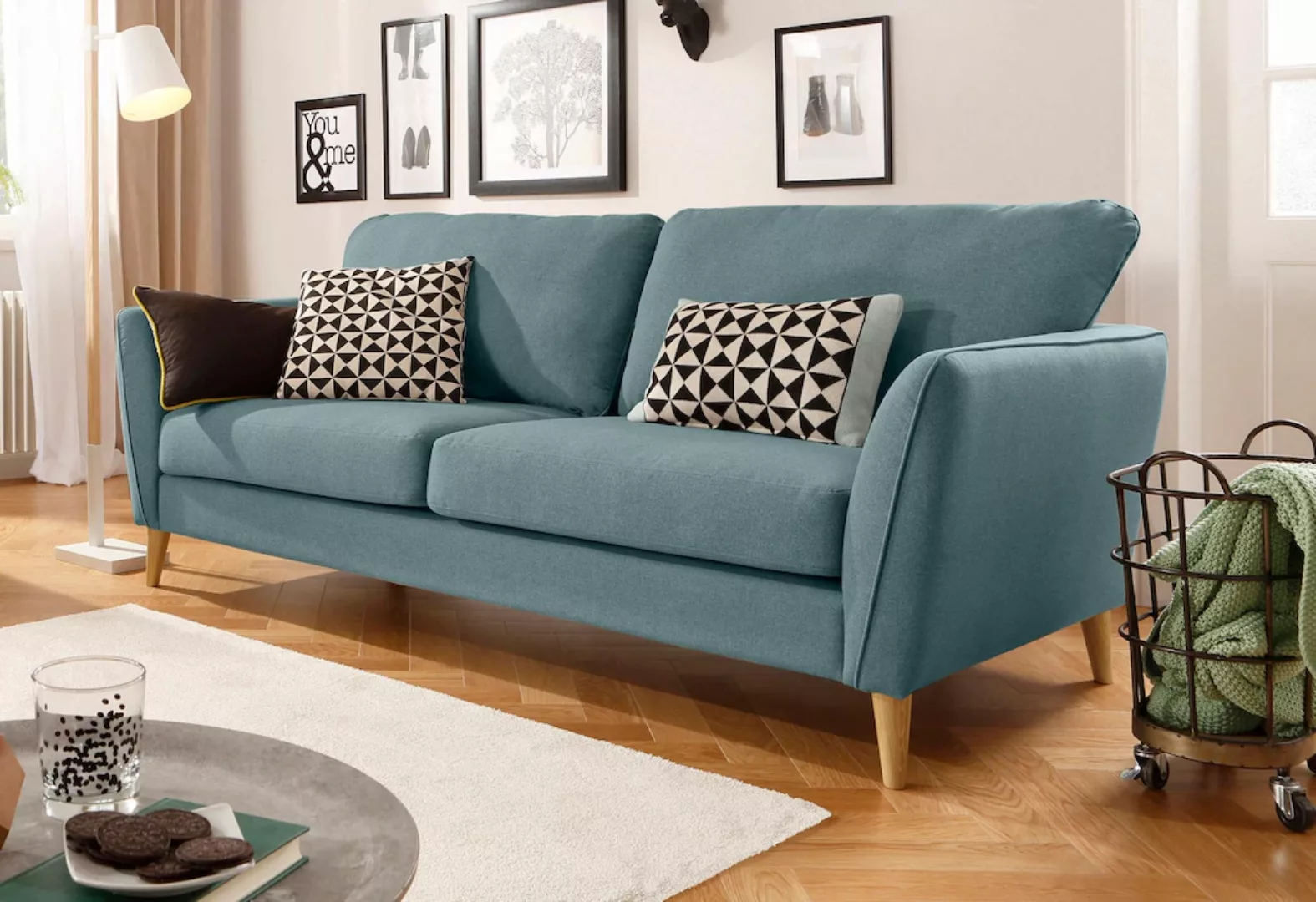 Home affaire 3-Sitzer MARSEILLE Sofa 206 cm, mit Massivholzbeinen aus Eiche günstig online kaufen