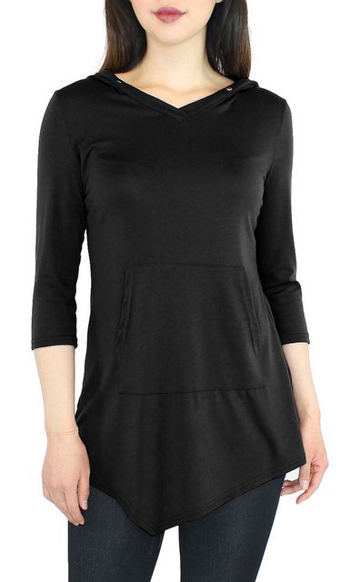 dy_mode Longshirt Damen 3/4 Langarmshirt mit V-Ausschnitt und Kapuze Longsh günstig online kaufen