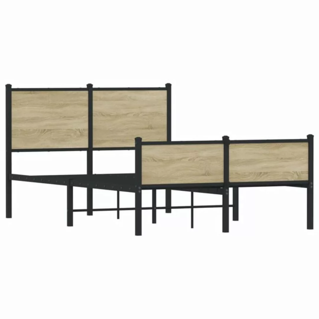 vidaXL Bett Metallbett ohne Matratze Sonoma-Eiche 120x200 cm günstig online kaufen