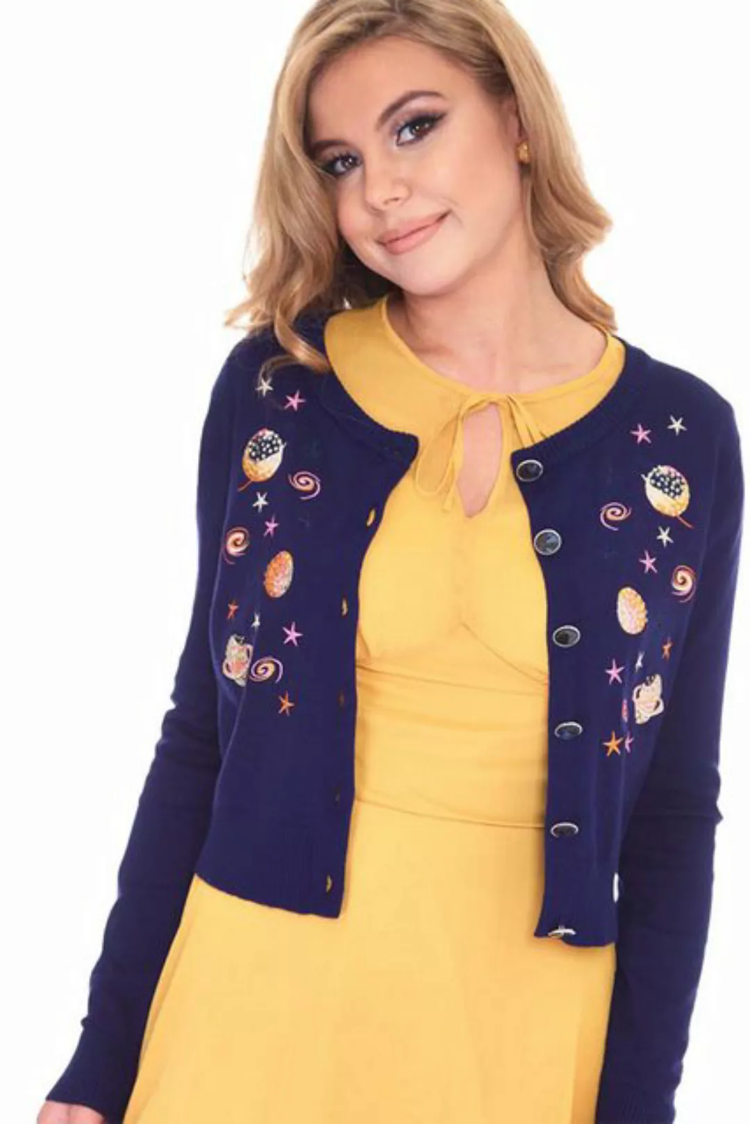 Voodoo Vixen Strickjacke Space Chic Cardigan Retro Vintage Cardigan Weltrau günstig online kaufen