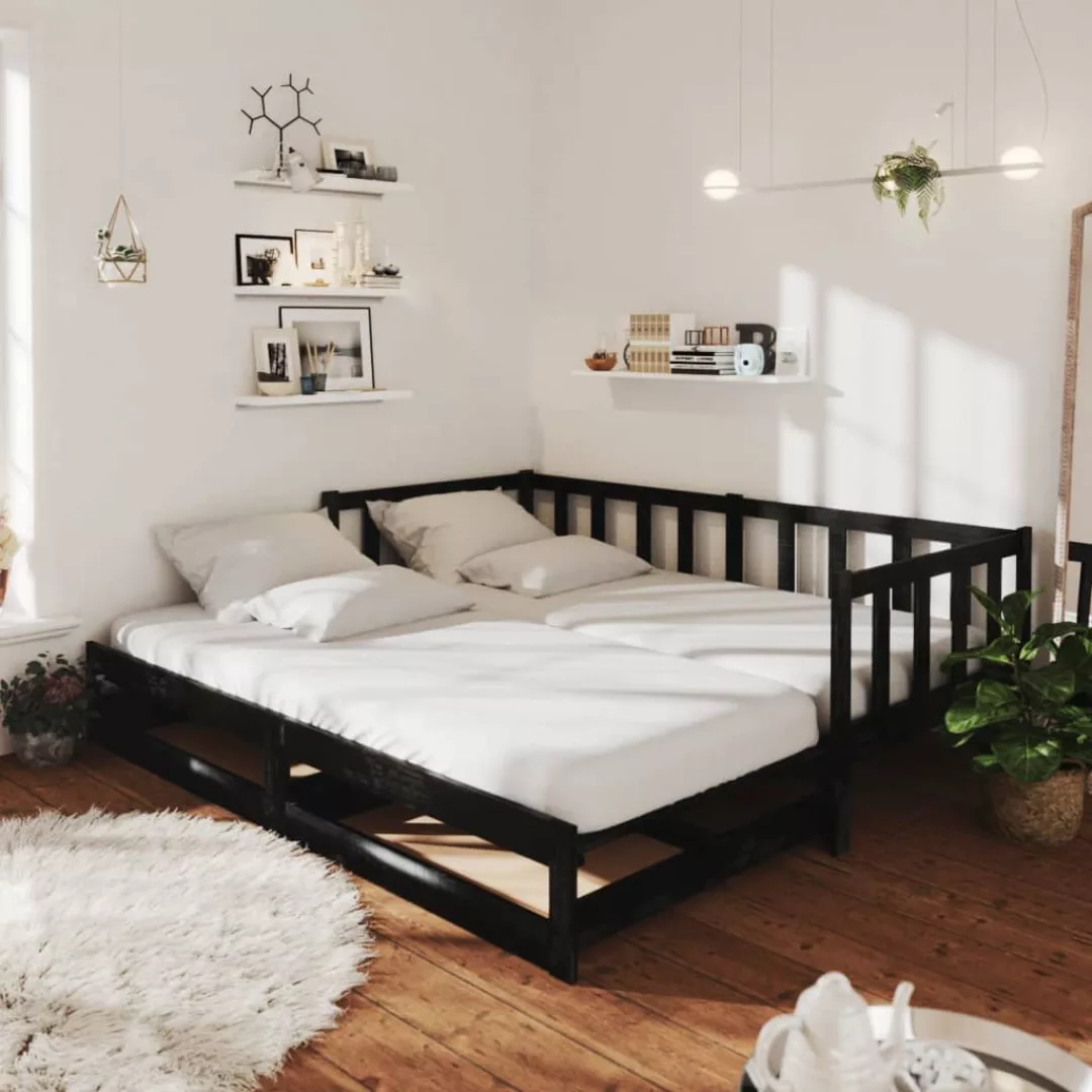 Ausziehbares Tagesbett Schwarz 2x(90x200) Cm Massivholz Kiefer günstig online kaufen