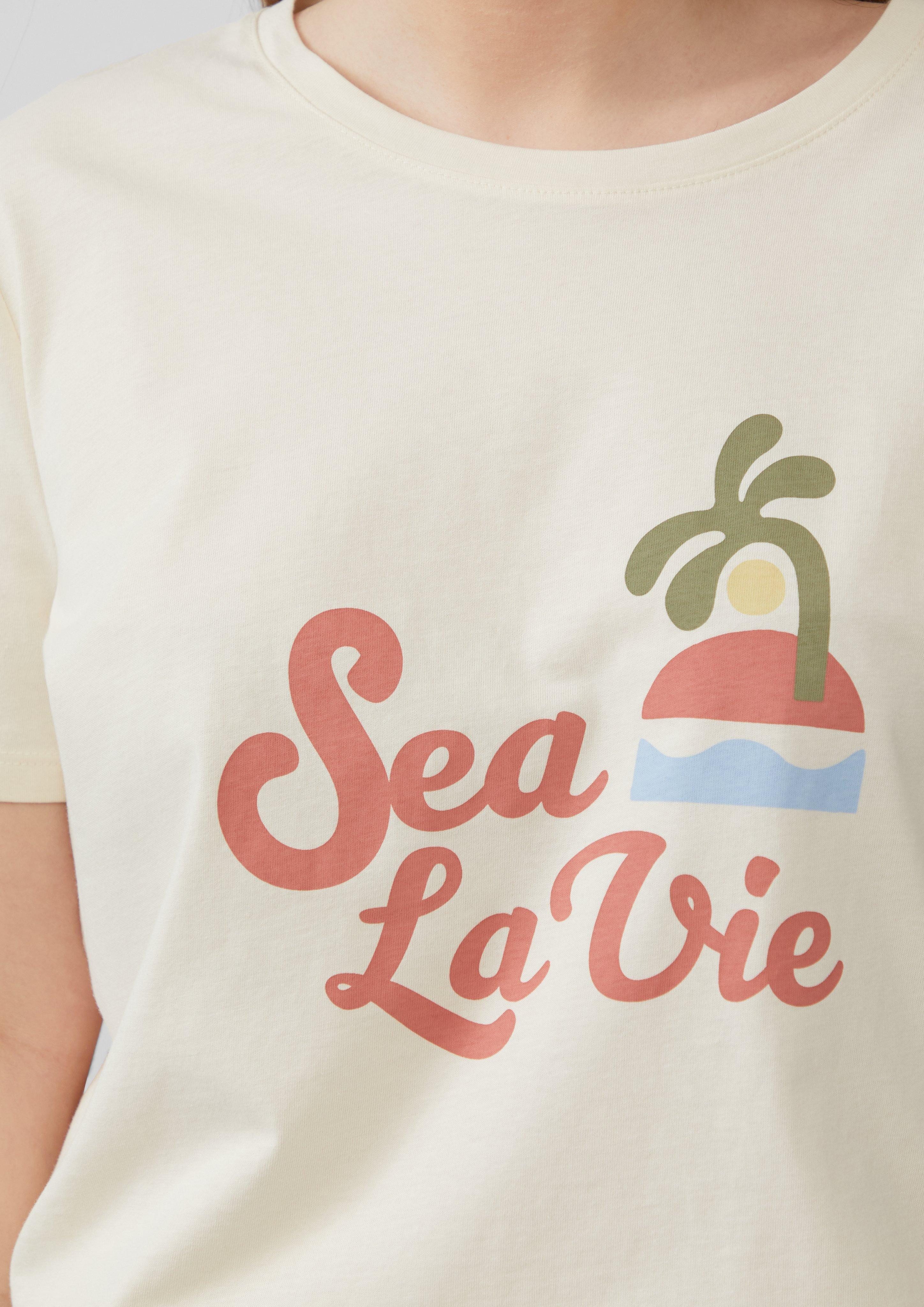 QS Kurzarmshirt Baumwollshirt mit Frontprint günstig online kaufen