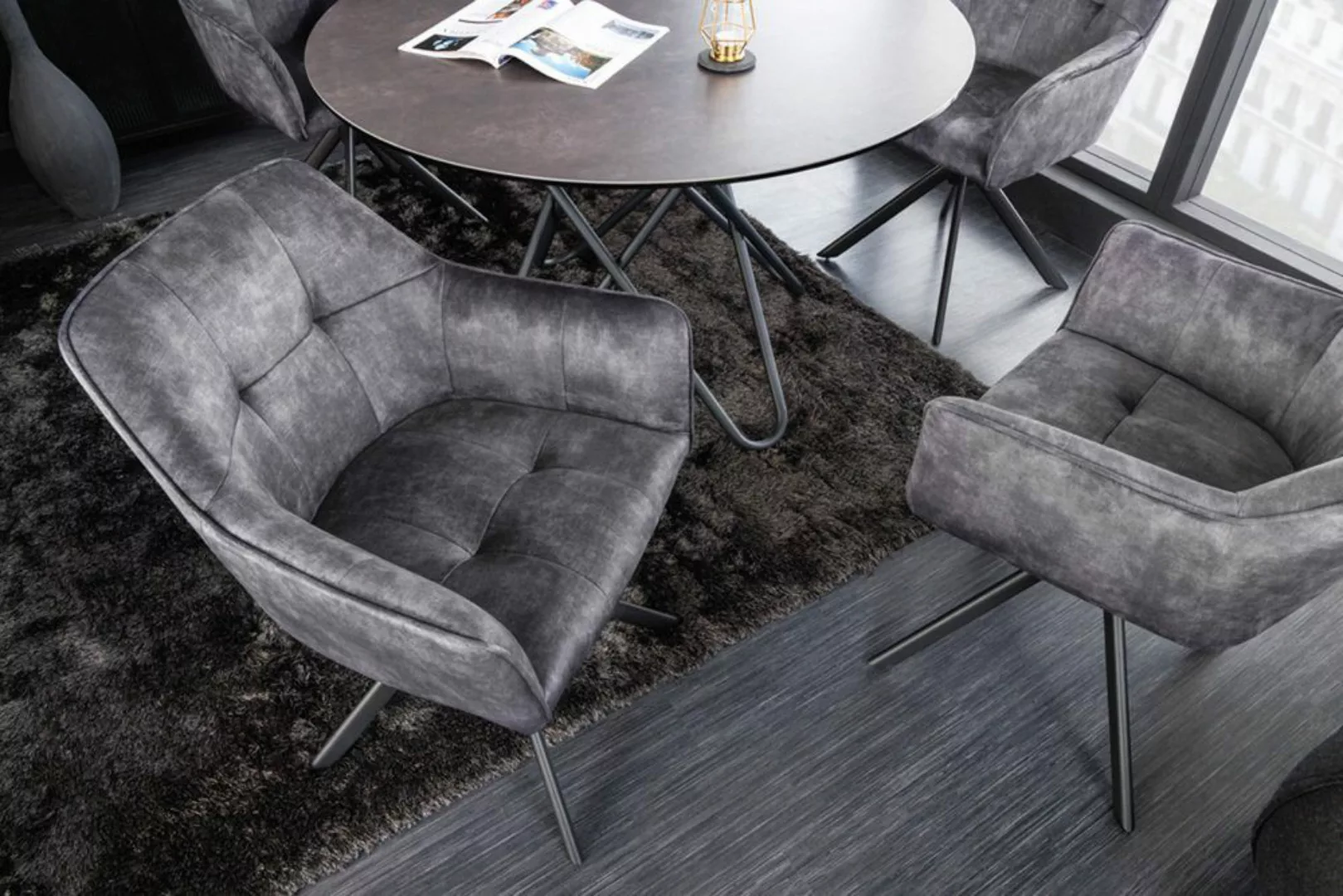riess-ambiente Esszimmerstuhl LOFT dunkelgrau / schwarz günstig online kaufen