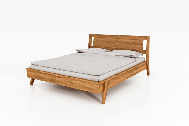 Natur24 Einzelbett Bett Jetro 2 Sonderlänge 120x210 Wildeiche Holzkopfteil günstig online kaufen