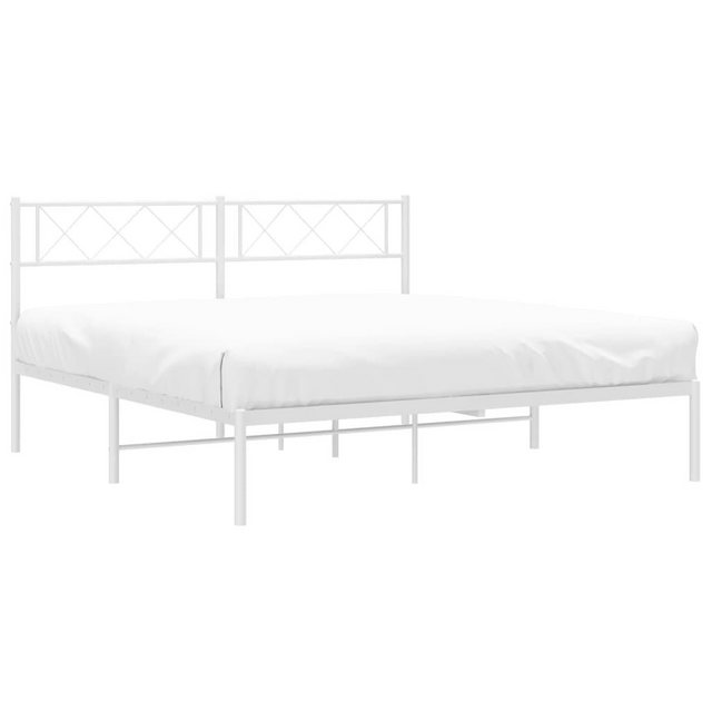 vidaXL Bett Bettgestell mit Kopfteil Metall Weiß 140x190 cm günstig online kaufen