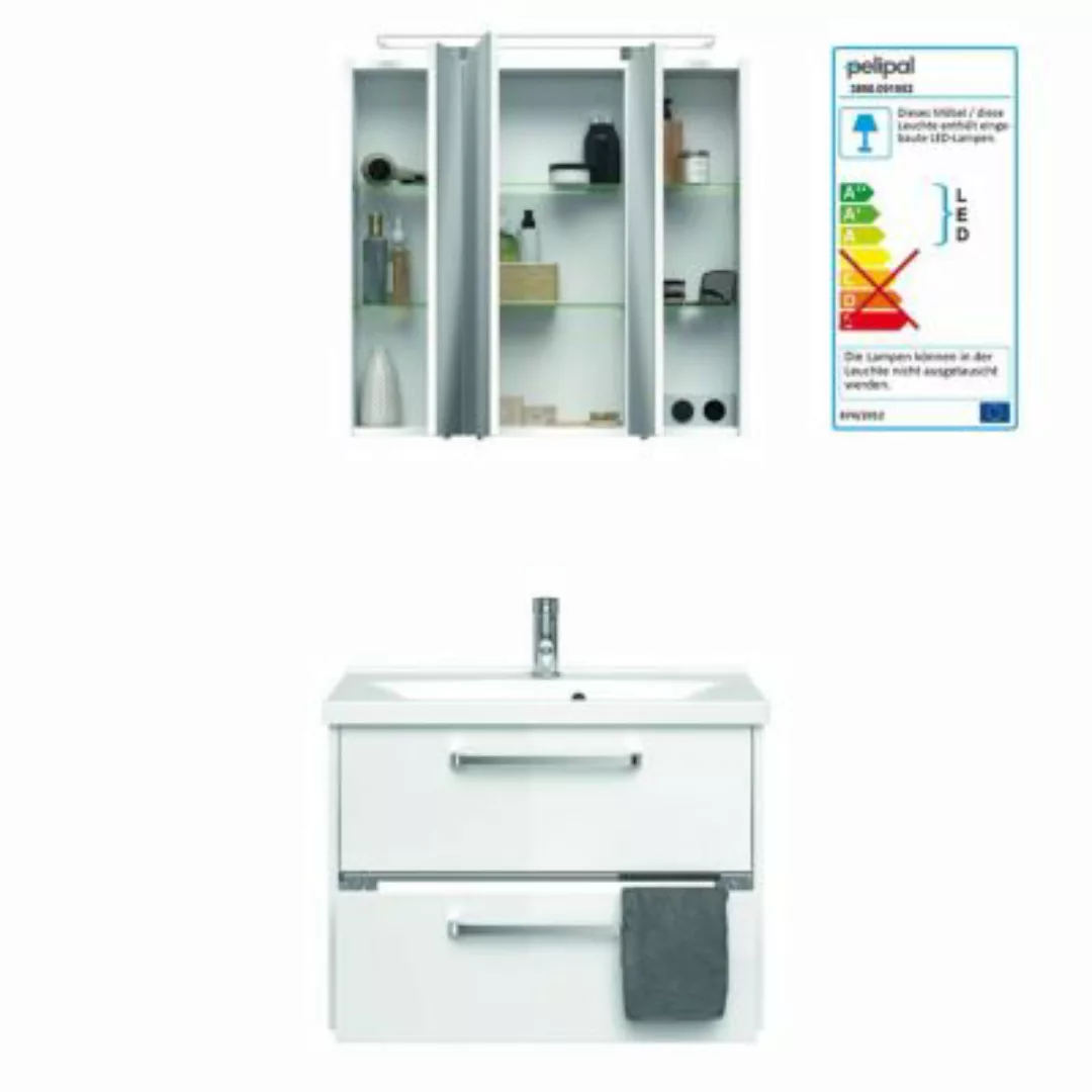 Lomadox Badezimmer-Waschplatz FES-3050-66 Waschtisch in Hochglanz weiß mit günstig online kaufen