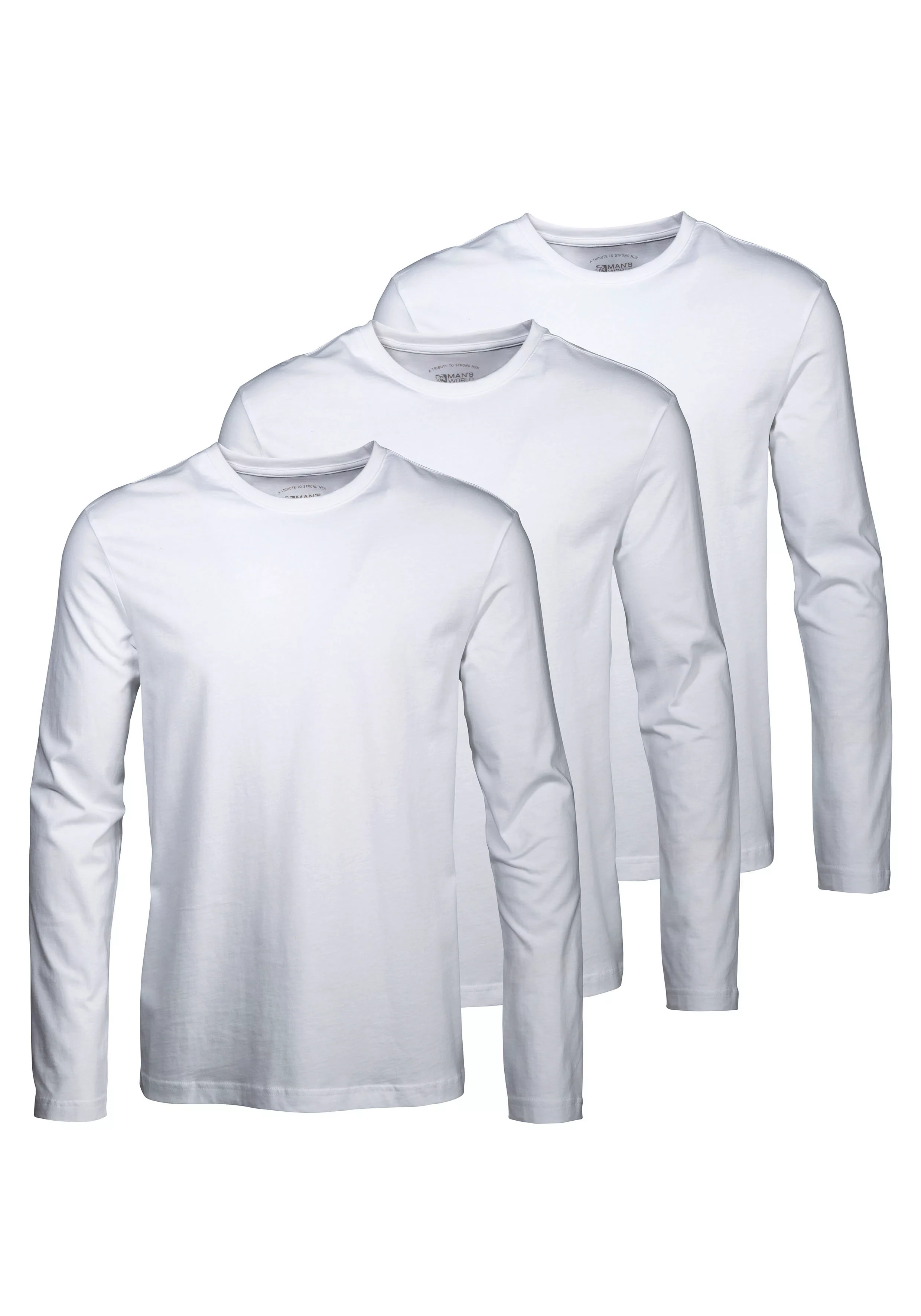 Man's World Langarmshirt (3er-Pack) Langarm, unifarben, aus Baumwolle, im 3 günstig online kaufen