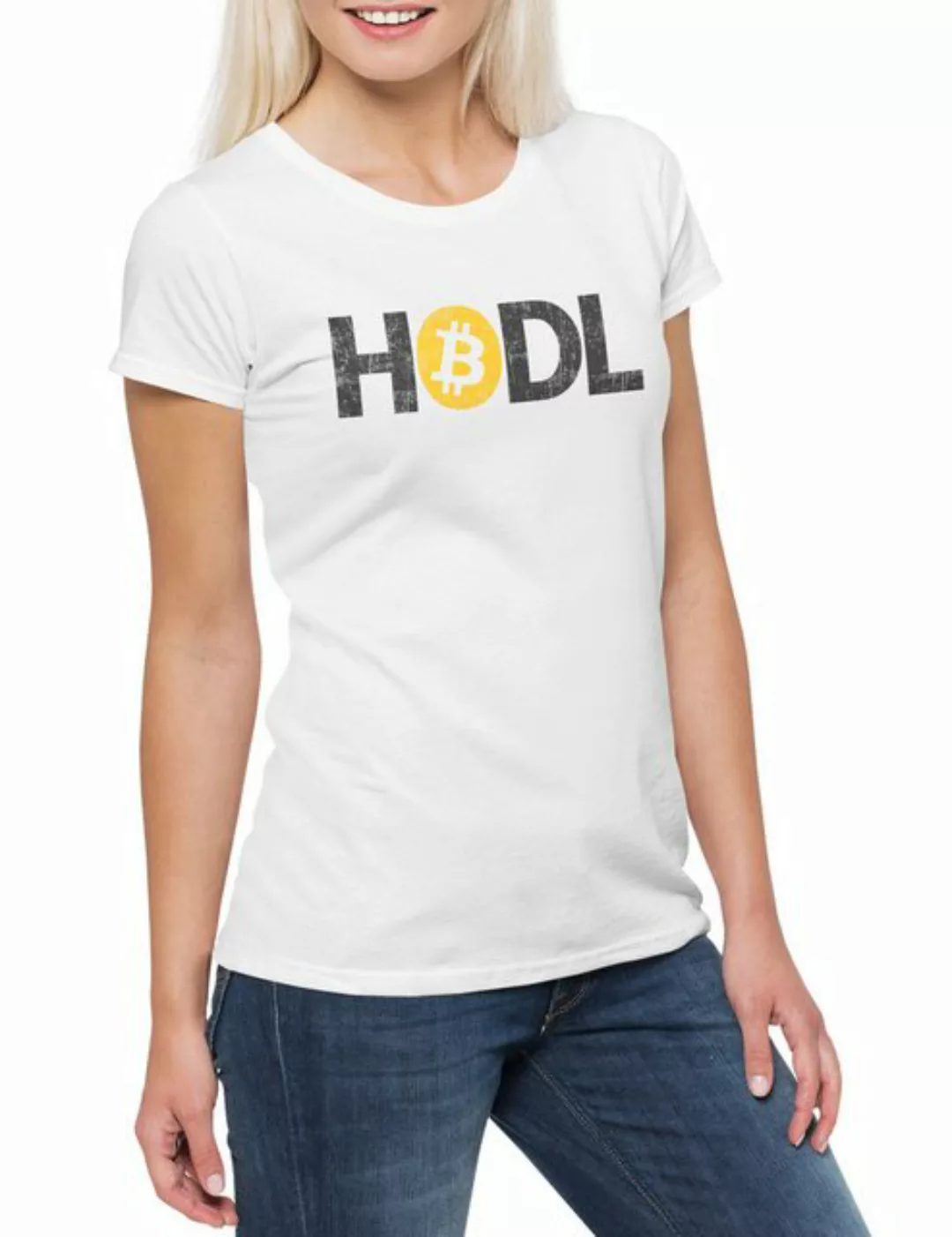 Urban Backwoods Print-Shirt Hodl I Damen T-Shirt Crypto Bitcoin Currencies günstig online kaufen