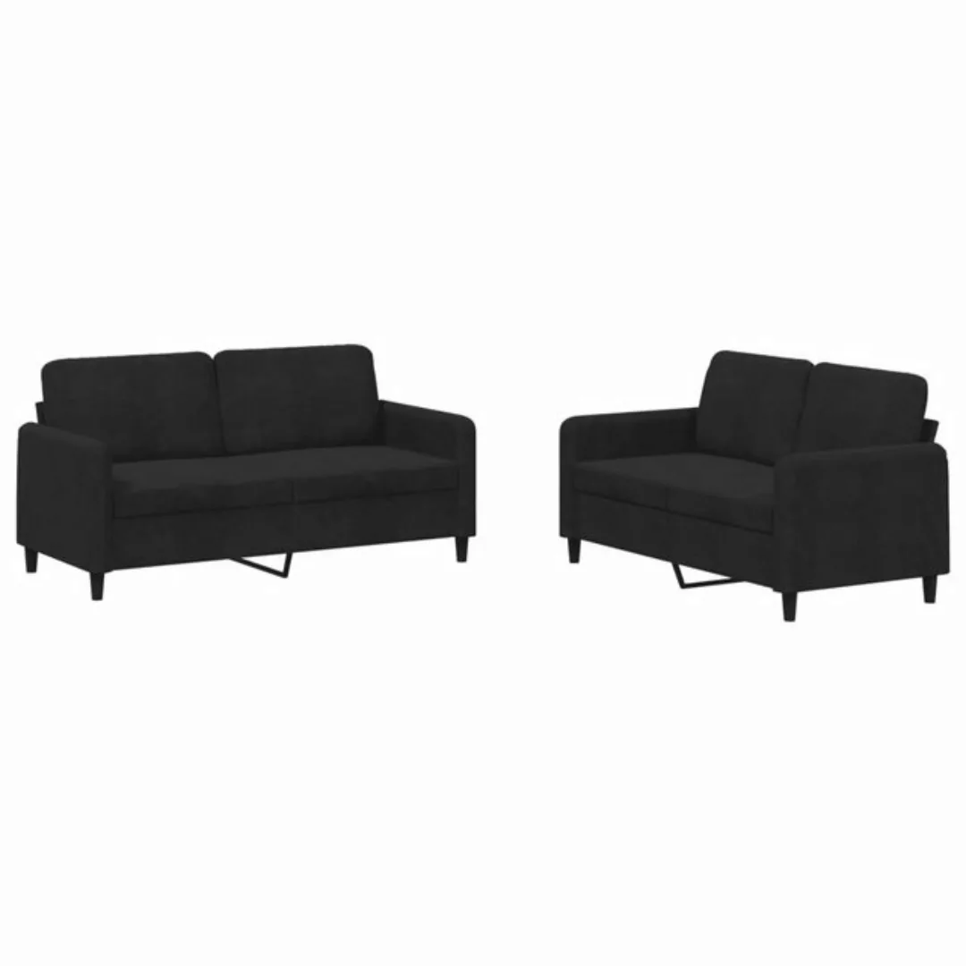 vidaXL Sofa, 2-tlg. Sofagarnitur Schwarz Samt günstig online kaufen