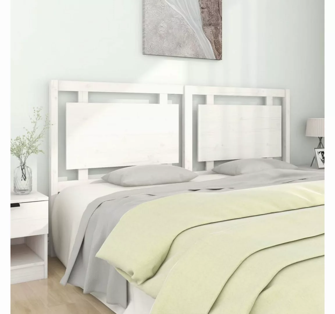 vidaXL Bett, Kopfteil Weiß 185,5x4x100 cm Massivholz Kiefer günstig online kaufen