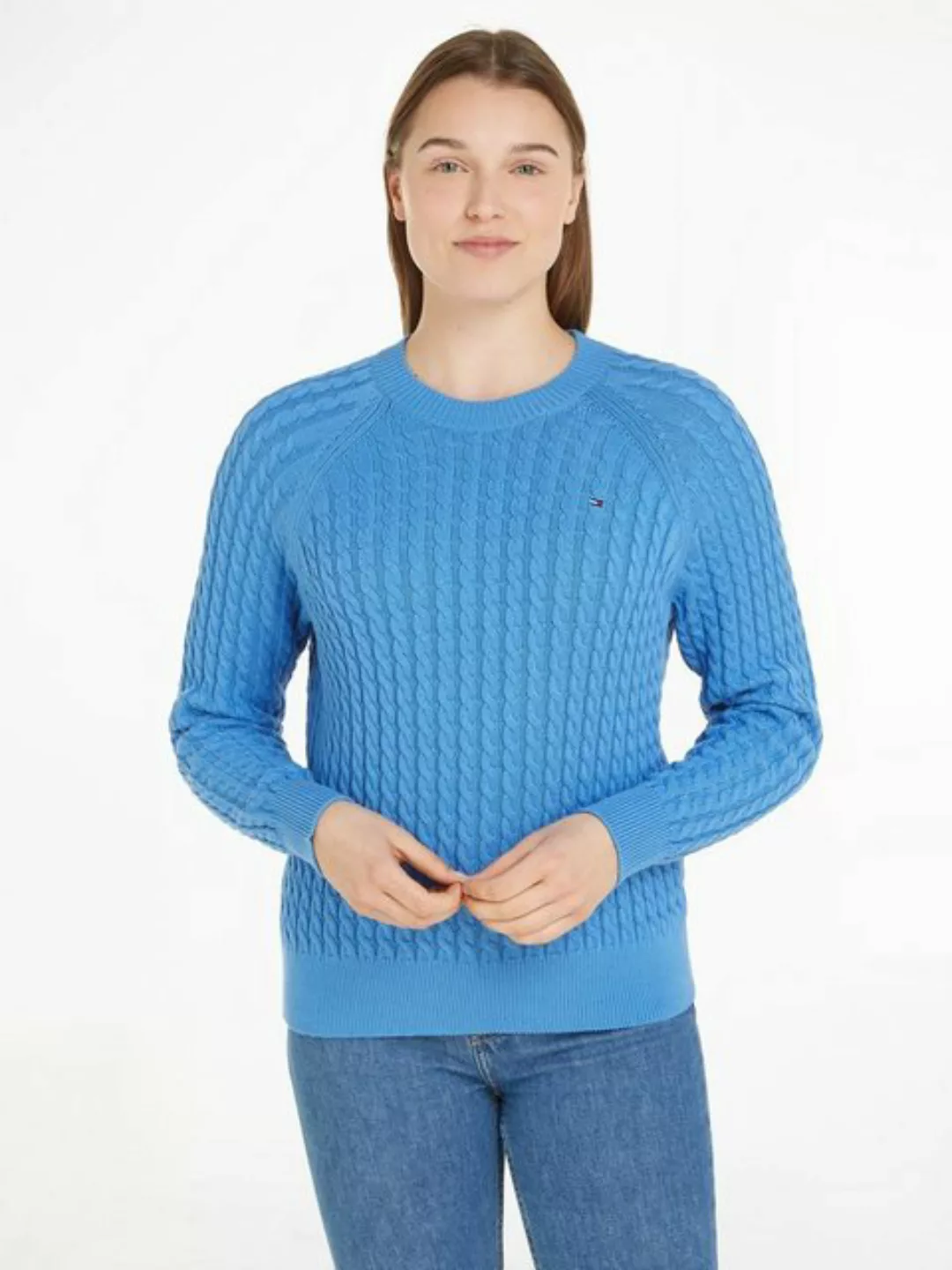 Tommy Hilfiger Rundhalspullover CO CABLE C-NK SWEATER mit Zopfmuster günstig online kaufen