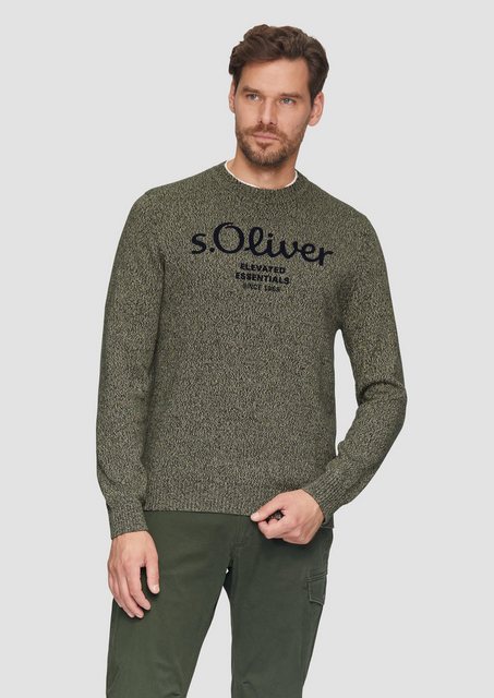 s.Oliver Strickpullover Strickpullover mit Logo Rippblende günstig online kaufen