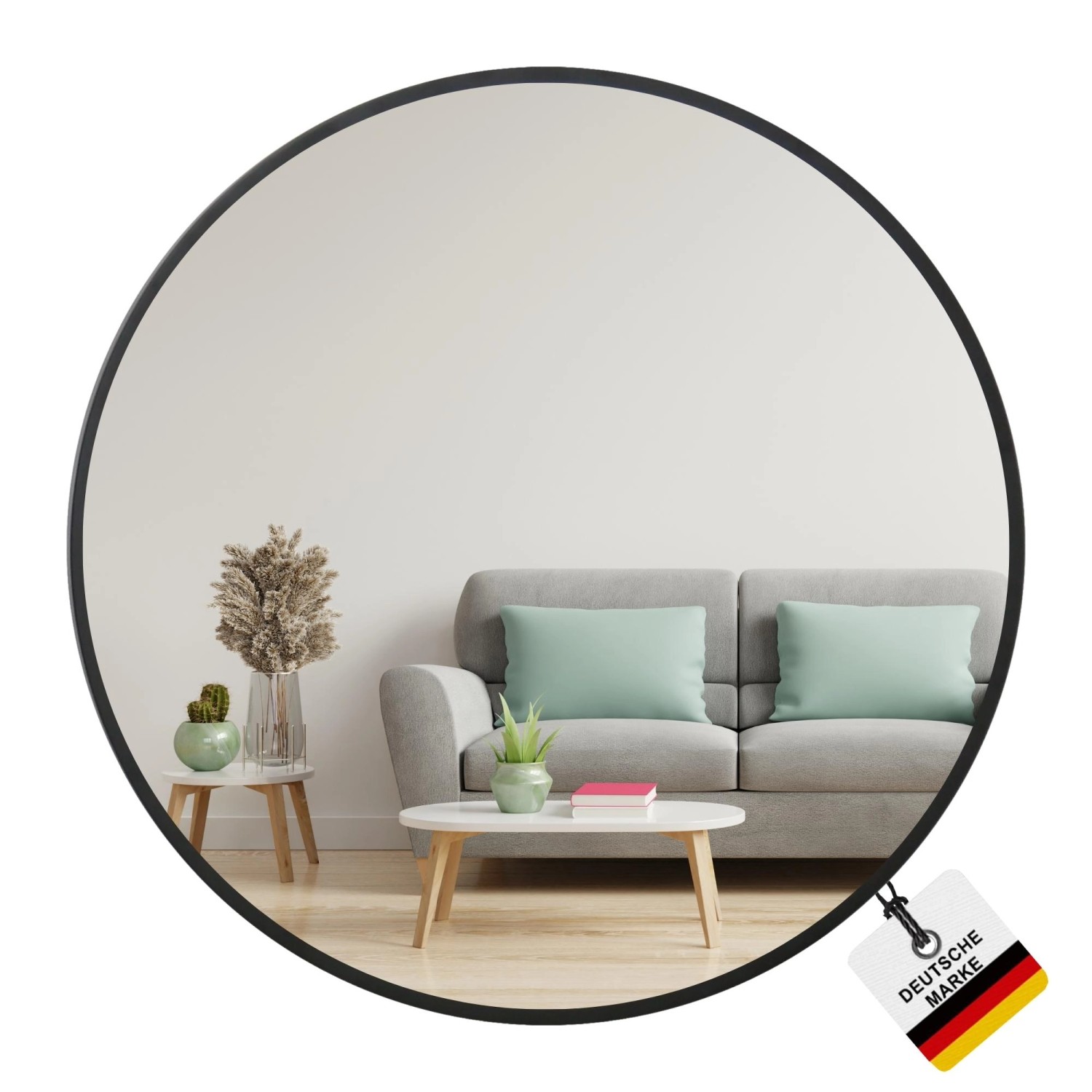Albatros Spiegel Rund Schwarz mit Metallrand 60cm Durchmesser günstig online kaufen