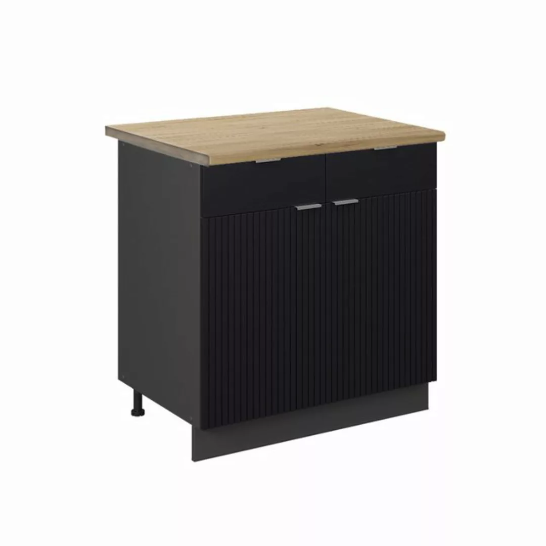 Vicco Unterschrank Fame-Line, Schwarz gestreift/Anthrazit, 80 cm, AP Eiche günstig online kaufen