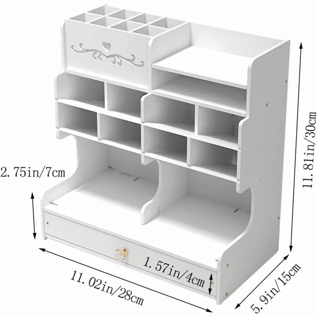 zggzerg Regal-Schreibtisch Weißer Schreibtisch-Organizer mit Schublade, günstig online kaufen