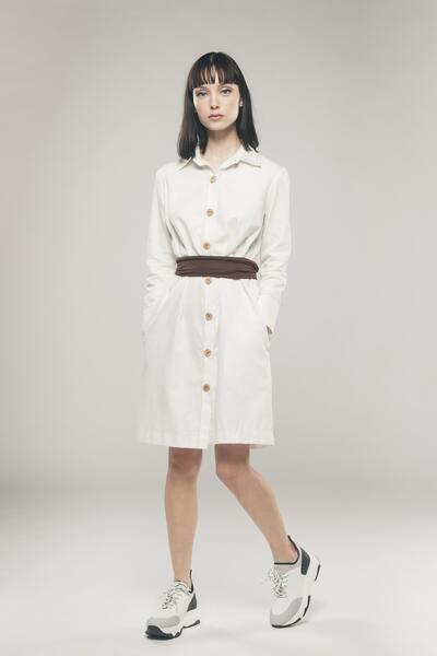 Strukturiertes Hemdkleid - Weiß günstig online kaufen