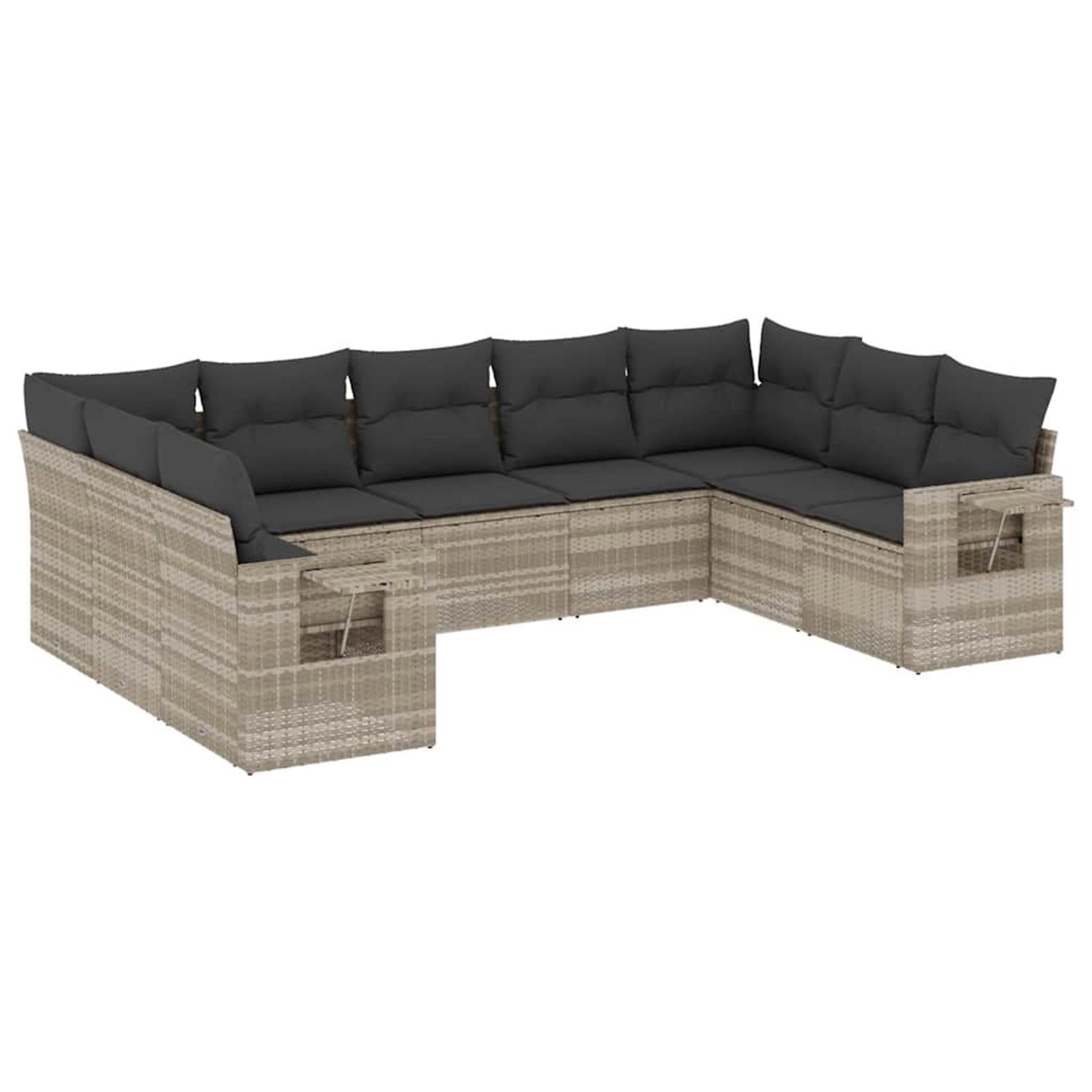 vidaXL 9-Tlg Garten-Sofagarnitur mit Kissen Hellgrau Poly Rattan 3220601 günstig online kaufen