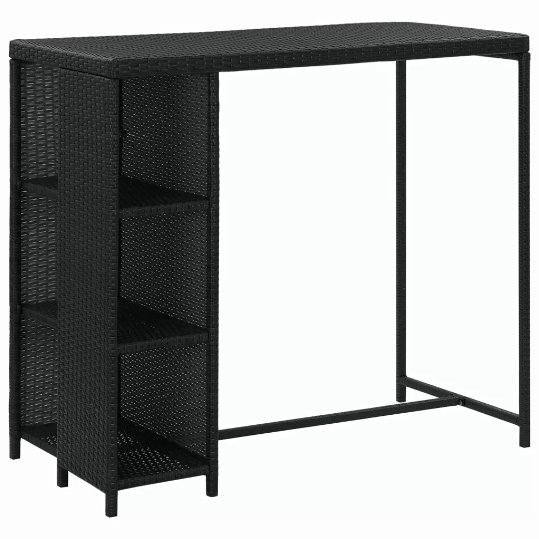 Bartisch Mit Regal Schwarz 120x60x110 Cm Poly Rattan günstig online kaufen