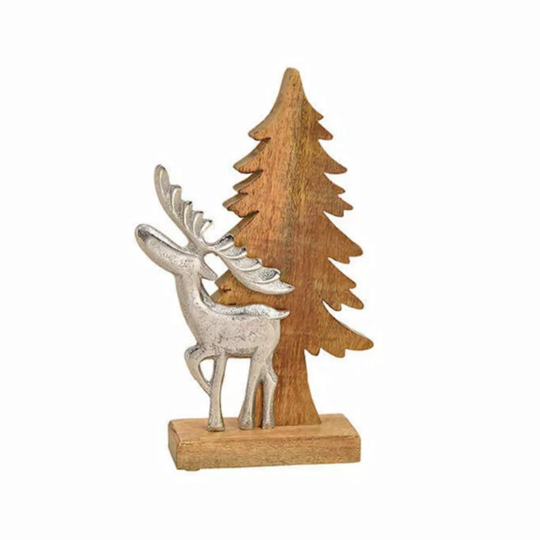 Tannenbaum Mit Elch Aus Holz Und Metall Aufsteller, Weihnachtsdeko günstig online kaufen