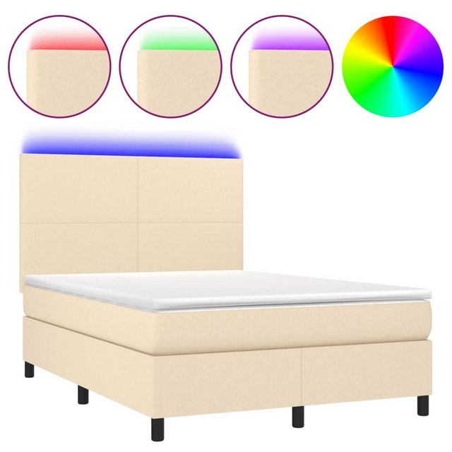 vidaXL Boxspringbett Bett Boxspringbett mit Matratze & LED Stoff (140 x 190 günstig online kaufen