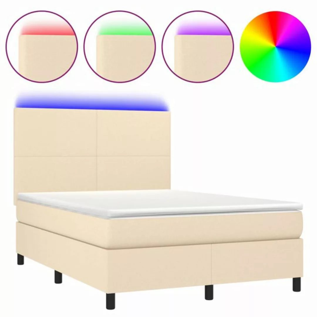 vidaXL Boxspringbett Bett Boxspringbett mit Matratze & LED Stoff (140 x 190 günstig online kaufen