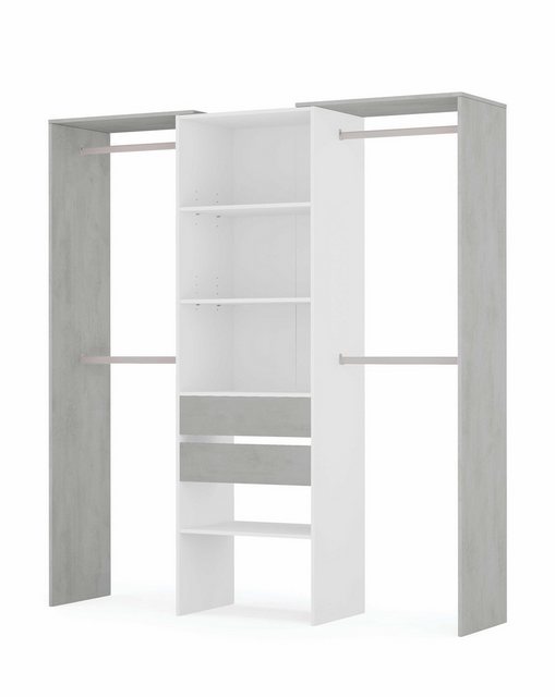 freiraum Kleiderschrank Tidy in Artik-Weiß / Beton Grau - 179x202x50 (BxHxT günstig online kaufen