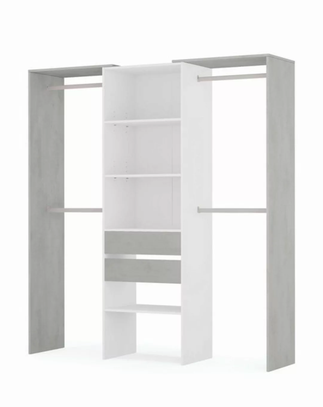 freiraum Kleiderschrank in Artik-Weiß / Beton Grau - 179x202x50 (BxHxT) günstig online kaufen