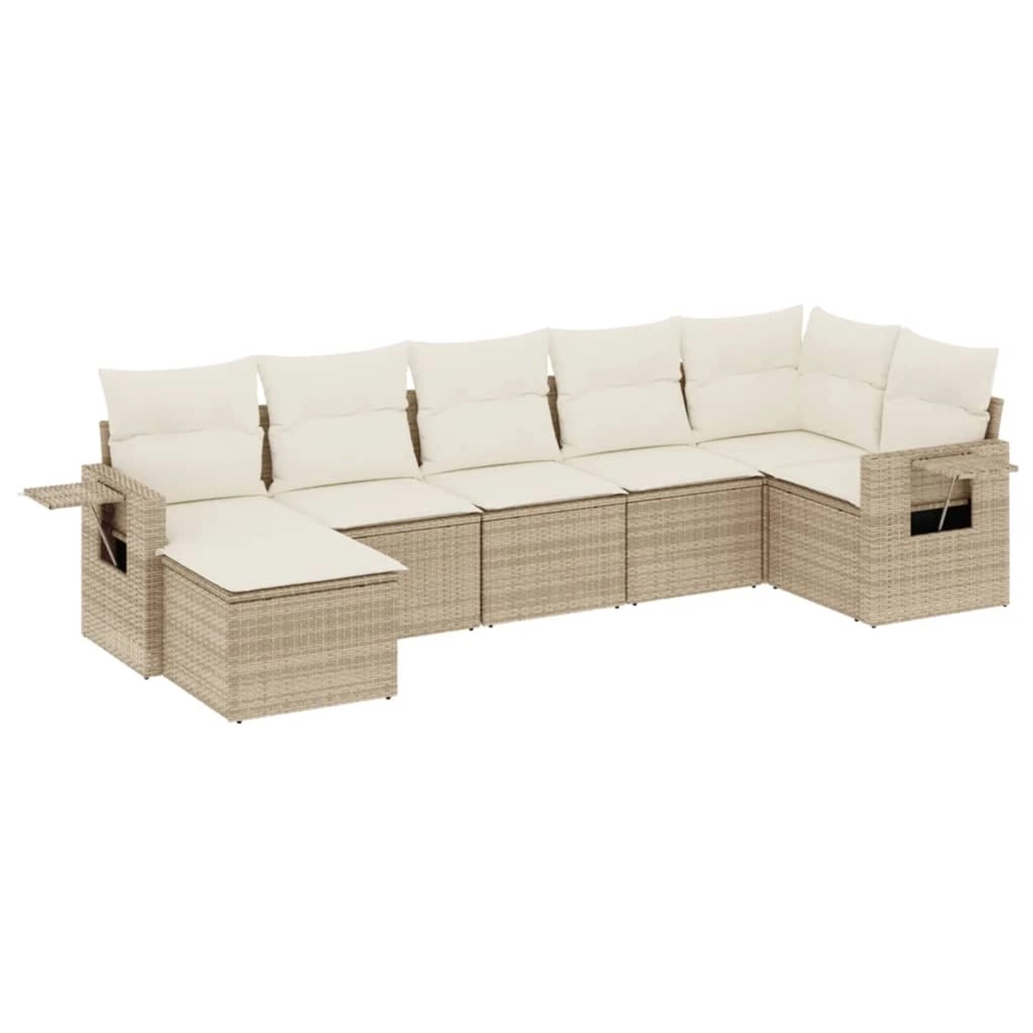 vidaXL 7-Tlg Garten-Sofagarnitur mit Kissen Beige Poly Rattan 3220477 günstig online kaufen