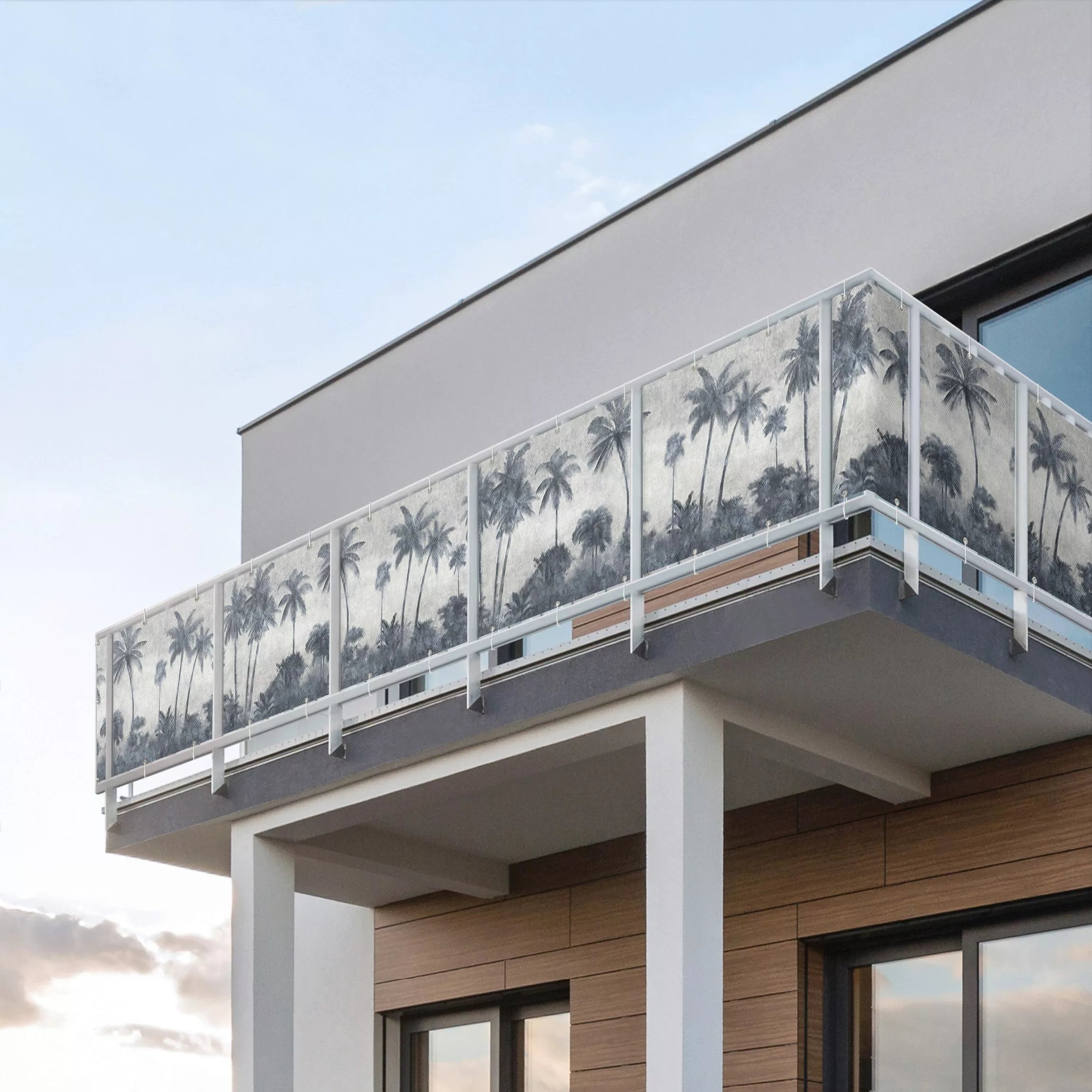 Balkon Sichtschutz Palmenkette in blau günstig online kaufen