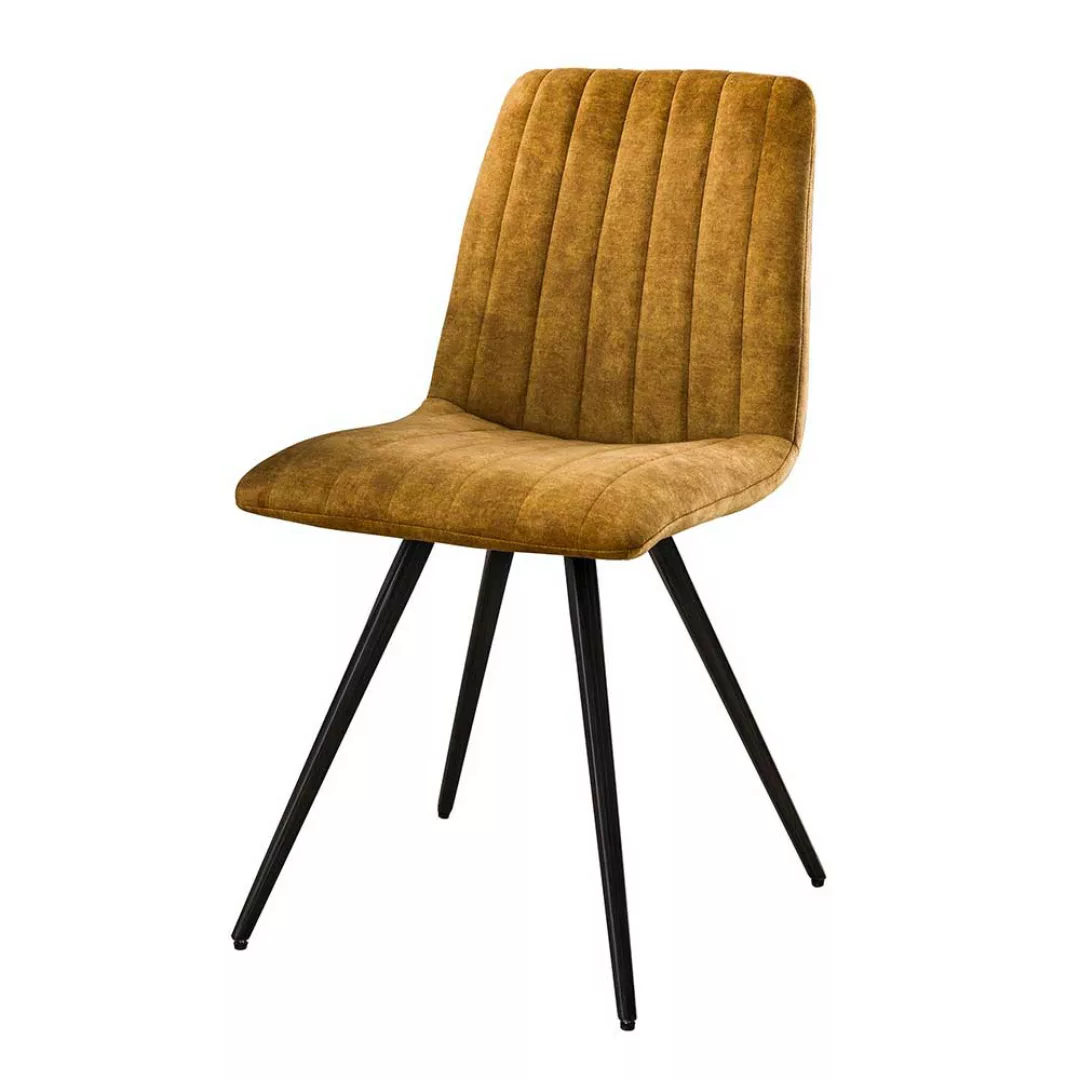 Gelbe Samt Stühle mit Gestell aus Metall 40 cm Sitztiefe (4er Set) günstig online kaufen
