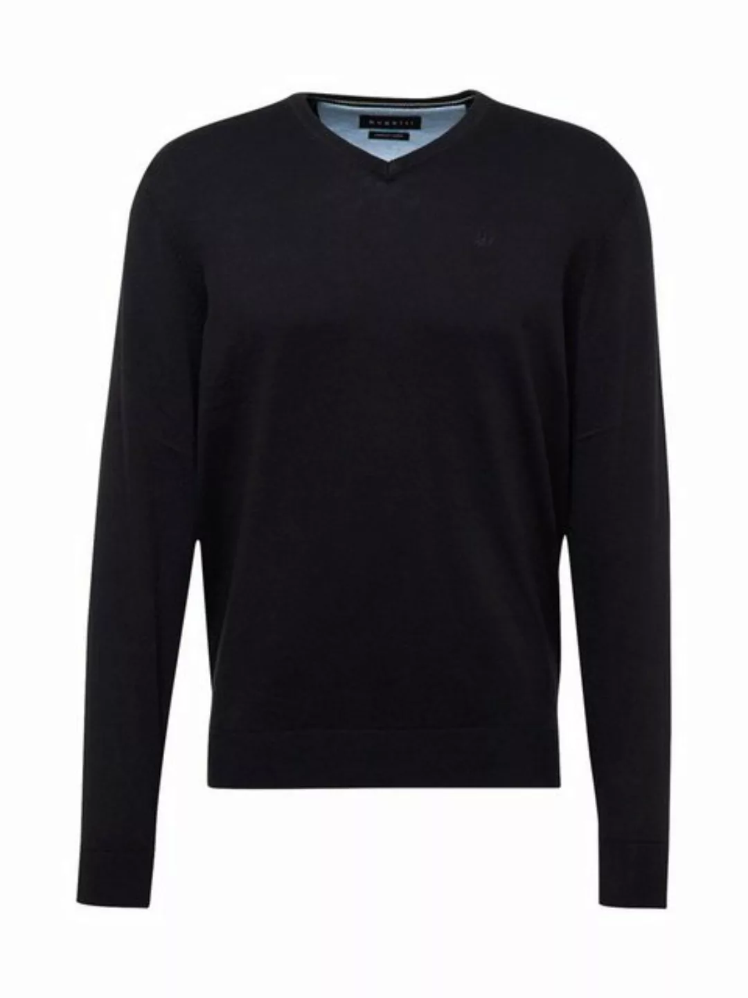 bugatti V-Ausschnitt-Pullover aus atmungsaktiver Baumwolle und mit Logo-Sti günstig online kaufen