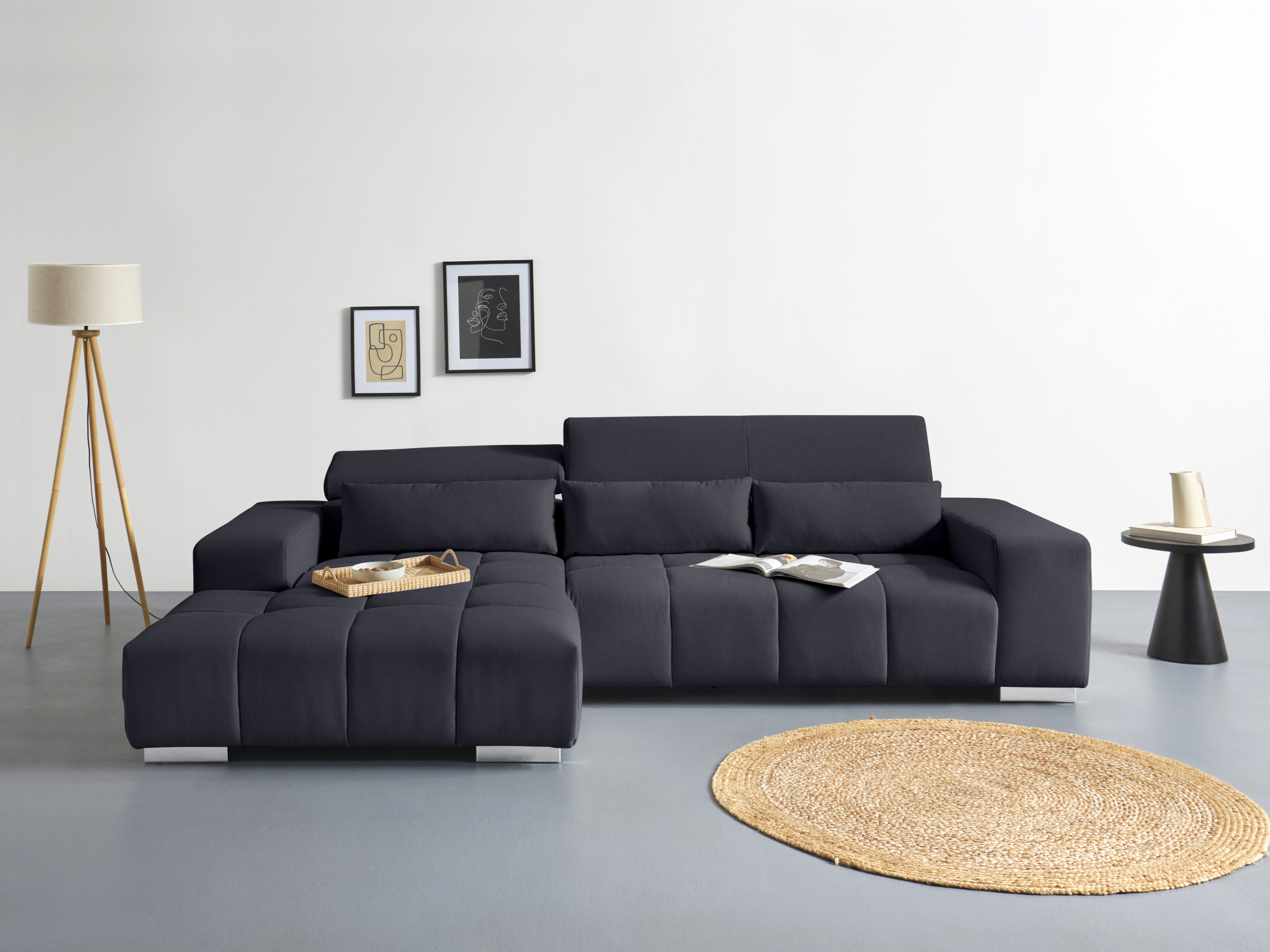 COTTA Ecksofa "Orion L-Form", mit Kopfteilverstellung & 3 Nierenkissen günstig online kaufen