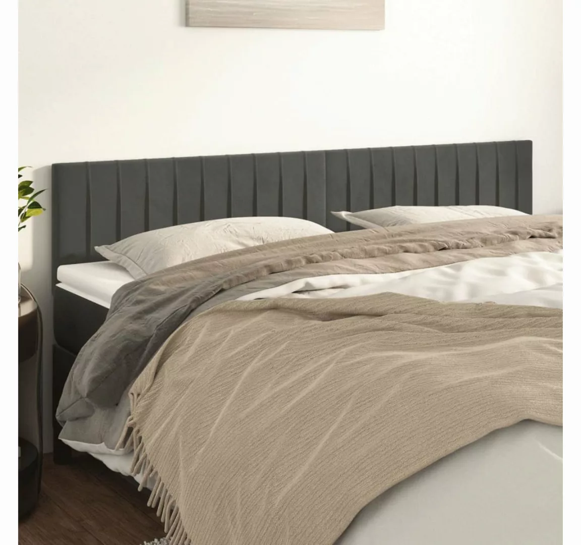 vidaXL Bett, Kopfteile 2 Stk. Dunkelgrau 90x5x78/88 cm Samt günstig online kaufen