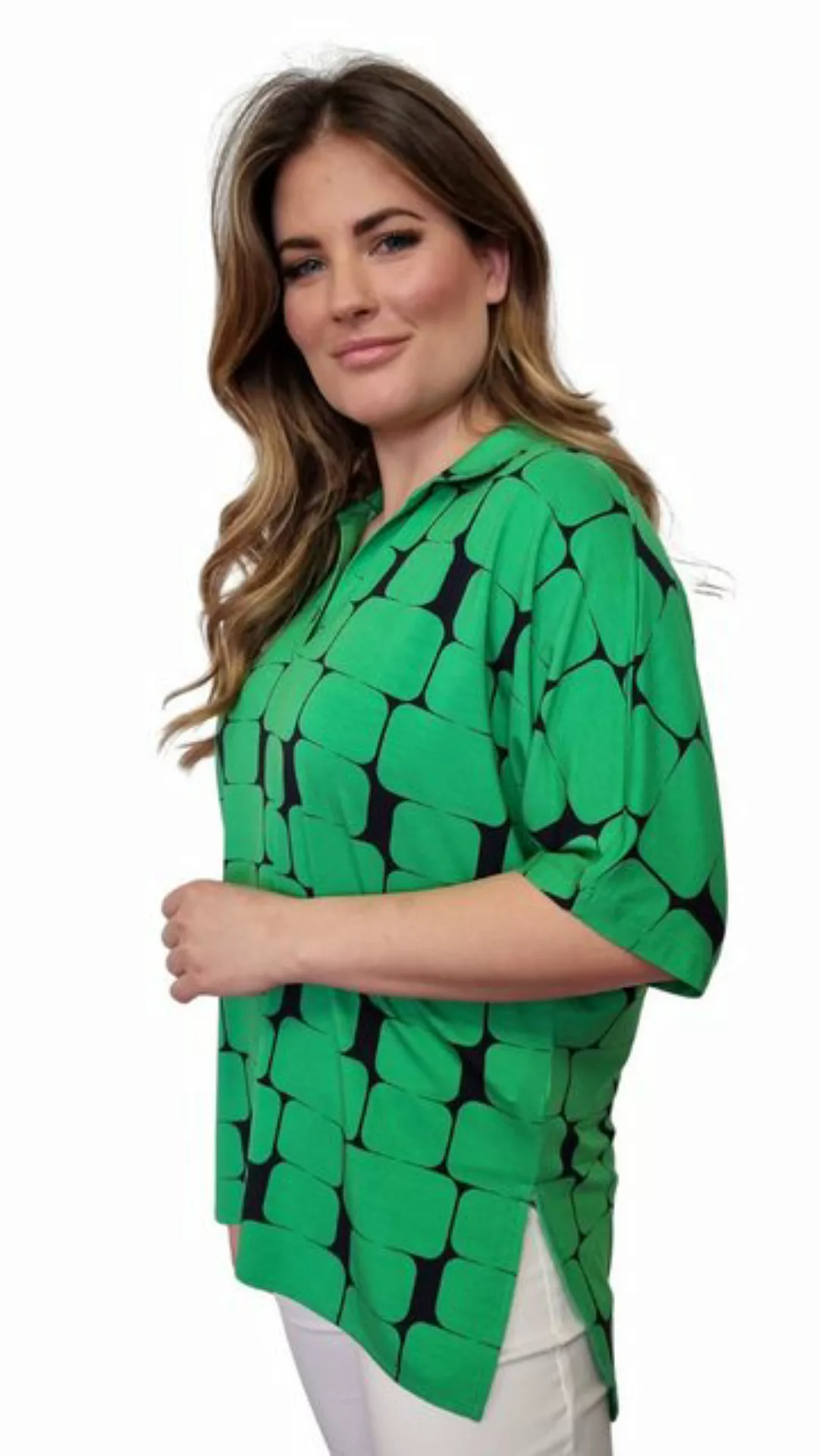Estefania for woman Blusenshirt mit Kragen und seitlichen Schlitzen abgerun günstig online kaufen