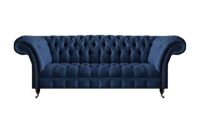 JVmoebel 3-Sitzer Wohnzimmer Chesterfield Sofas Blaue Textilcouch Designer günstig online kaufen