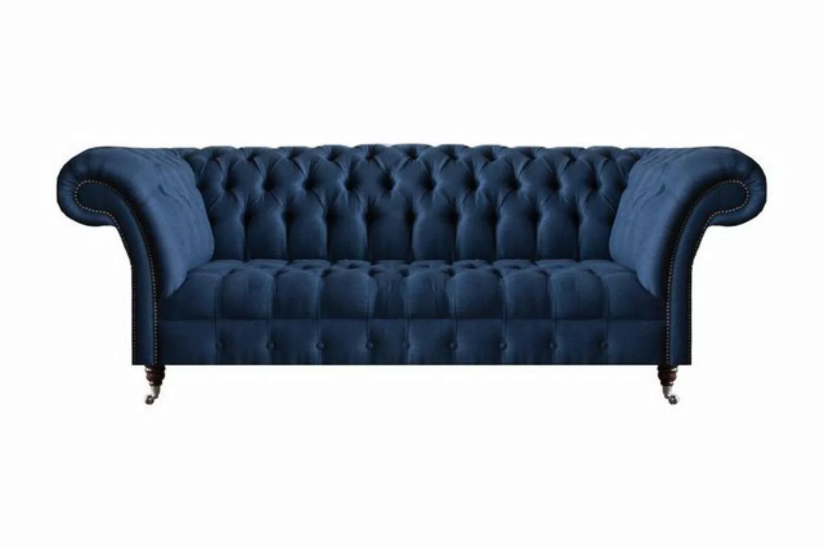 JVmoebel 3-Sitzer Wohnzimmer Chesterfield Sofas Blaue Textilcouch Designer günstig online kaufen