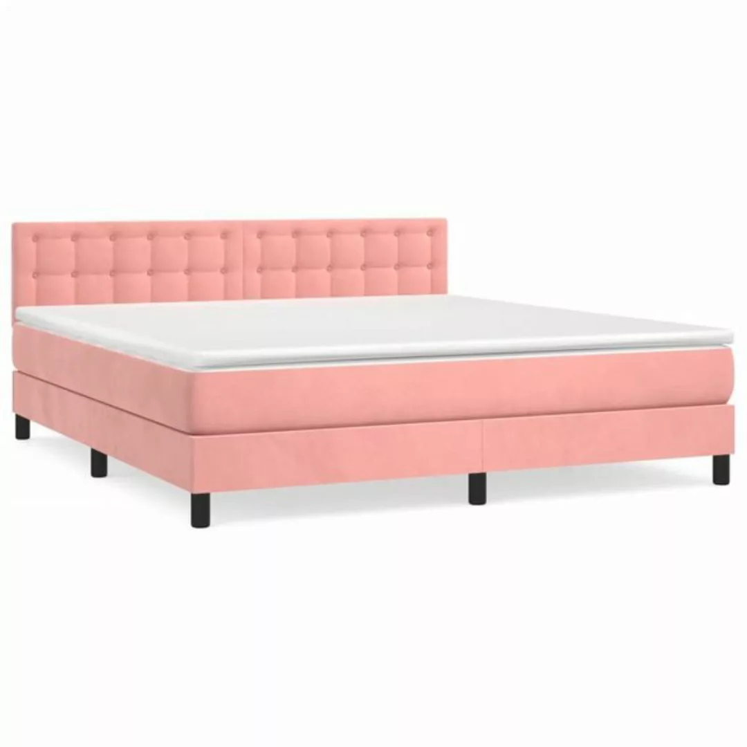 vidaXL Boxspringbett Boxspringbett mit Matratze Rosa 180x200 cm Samt Bett B günstig online kaufen