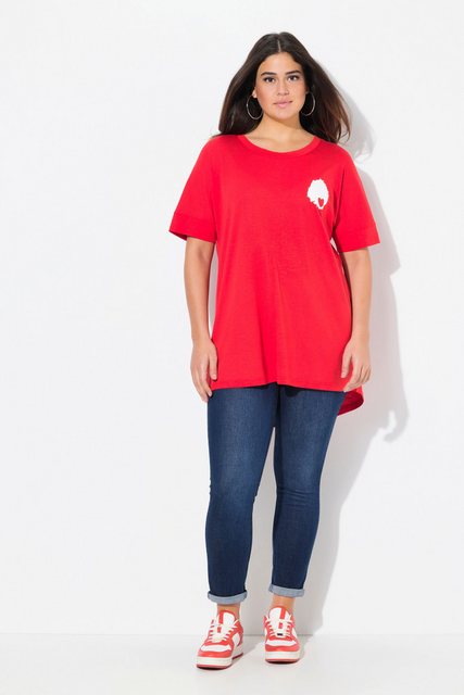 Ulla Popken T-Shirt T-Shirt Rückendruck Oversized Rundhals Halbarm günstig online kaufen