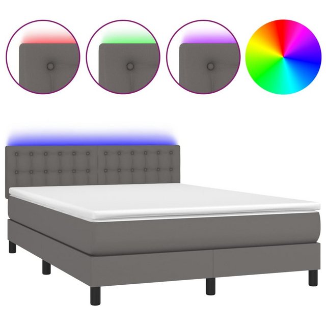 vidaXL Boxspringbett Bett Boxspringbett mit Matratze & LED Kunstleder (140 günstig online kaufen