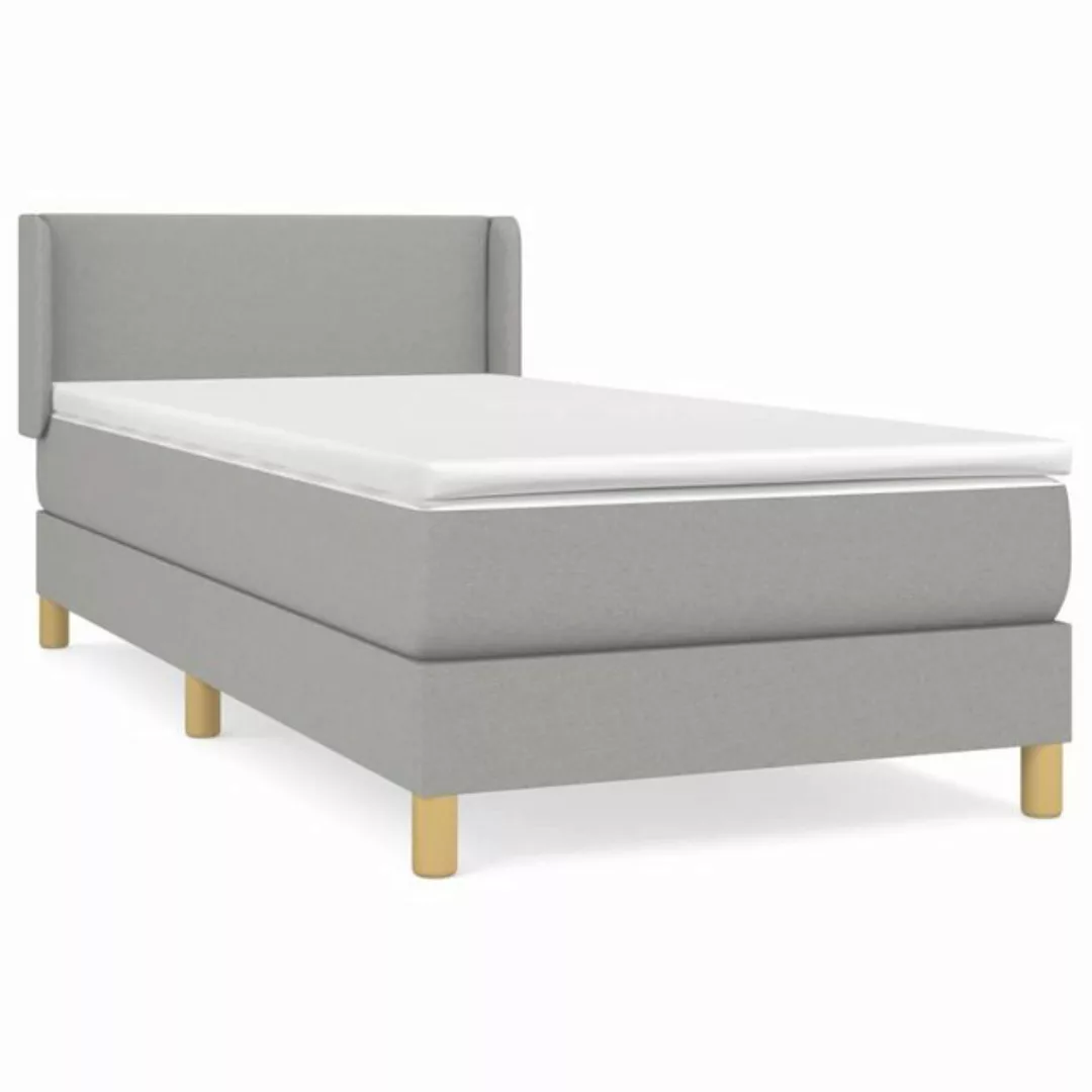 vidaXL Boxspringbett Boxspringbett mit Matratze Hellgrau 90x200 cm Stoff Be günstig online kaufen