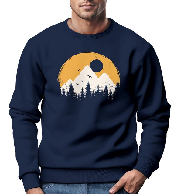 Neverless Sweatshirt Sweatshirt Herren Print Aufdruck Outdoor Natural Badge günstig online kaufen