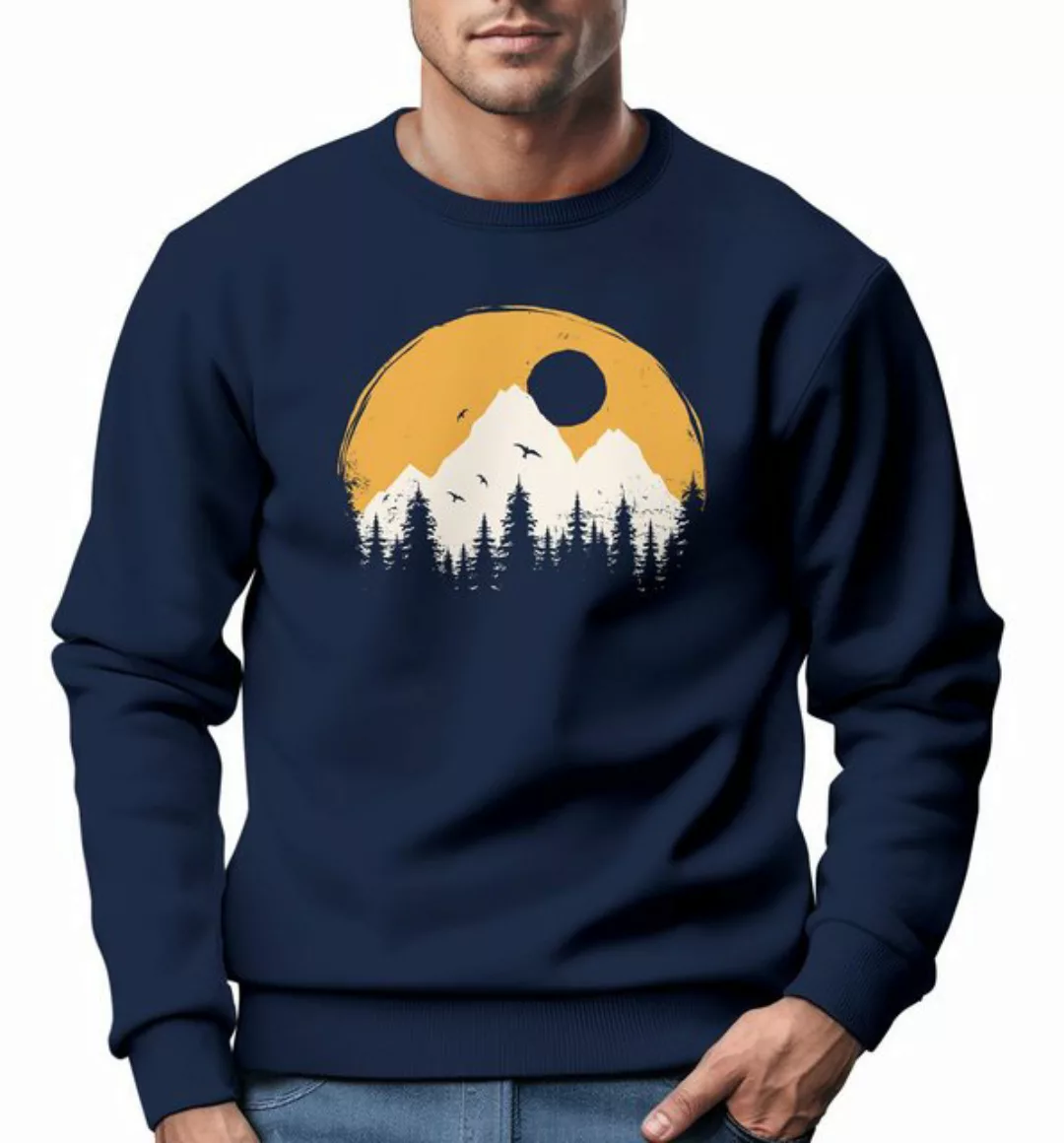 Neverless Sweatshirt Sweatshirt Herren Print Aufdruck Outdoor Natural Badge günstig online kaufen