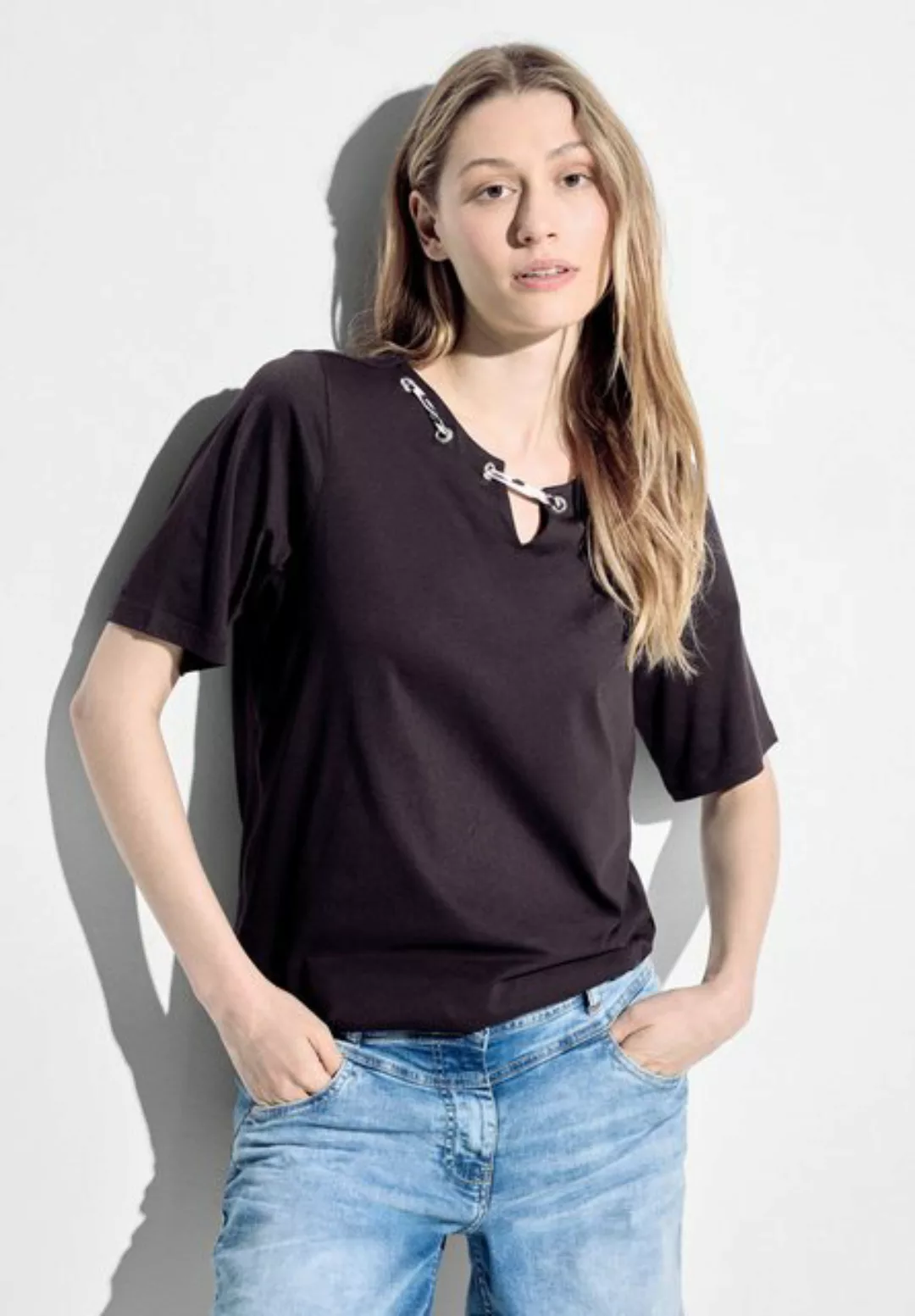 Cecil T-Shirt, mit buntem Stringdetail günstig online kaufen