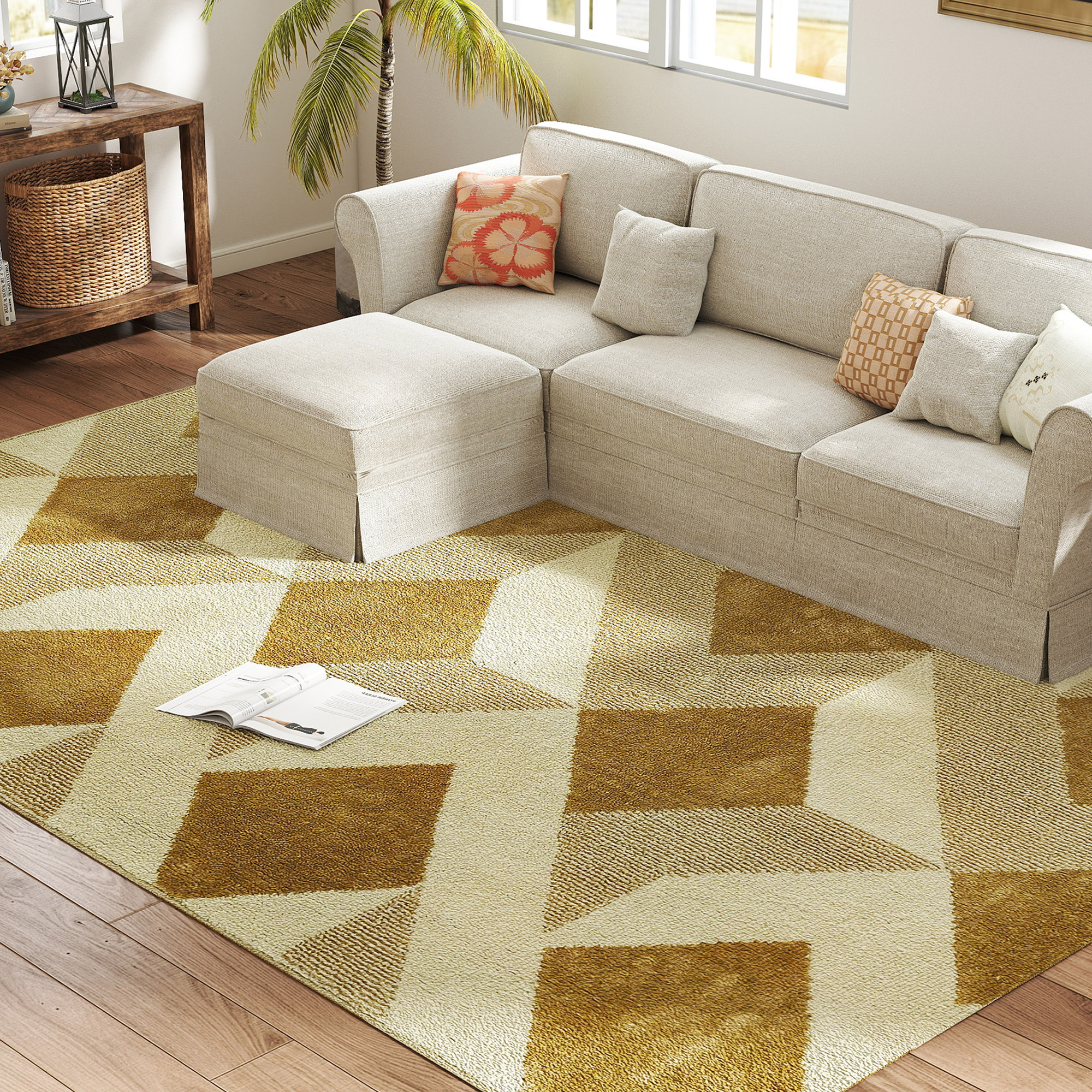 HOMCOM Teppich Wohnzimmer 230 x 160 cm Teppich kurzer Flor, maschinenwaschb günstig online kaufen