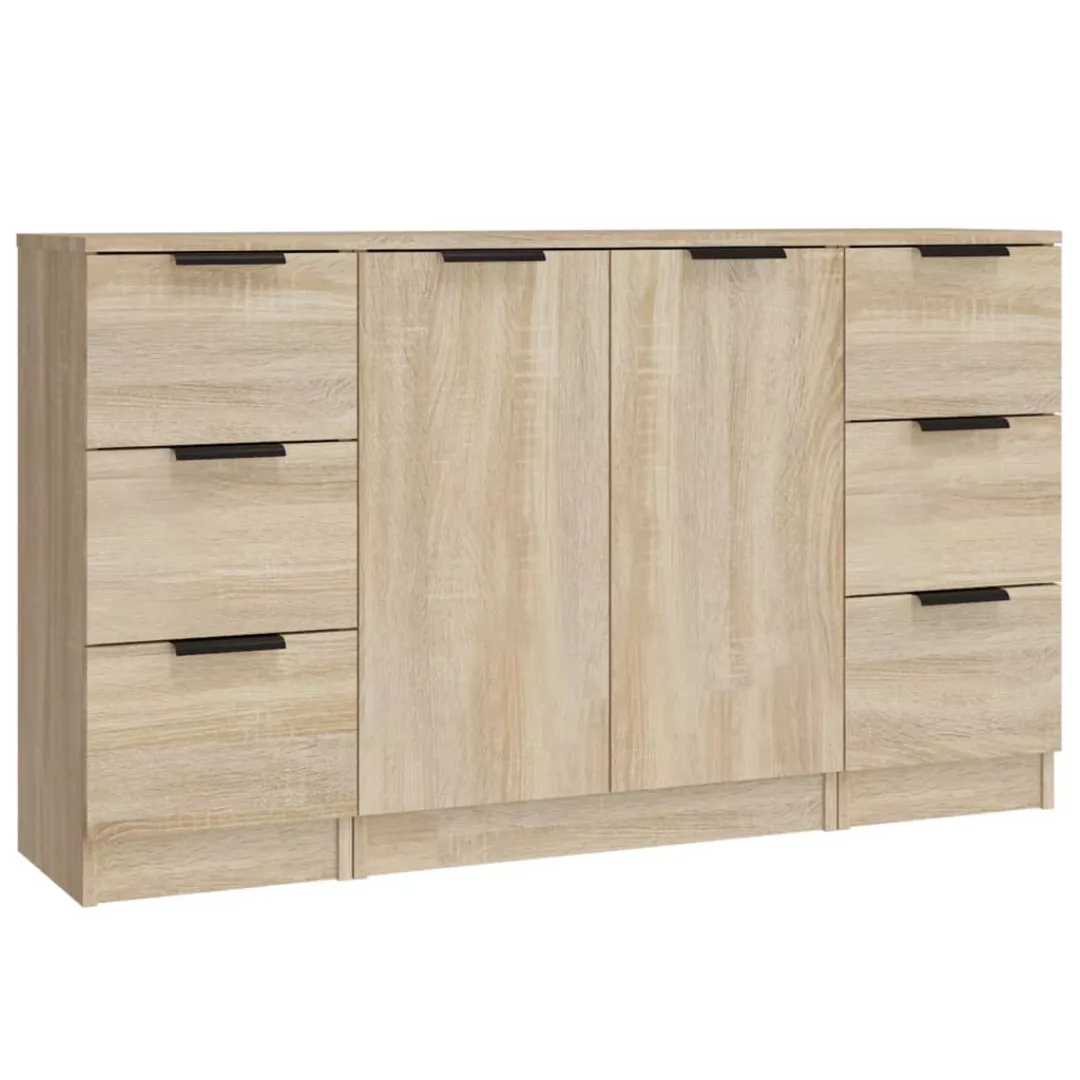 Vidaxl Sideboards 3 Stk. Sonoma-eiche Holzwerkstoff günstig online kaufen