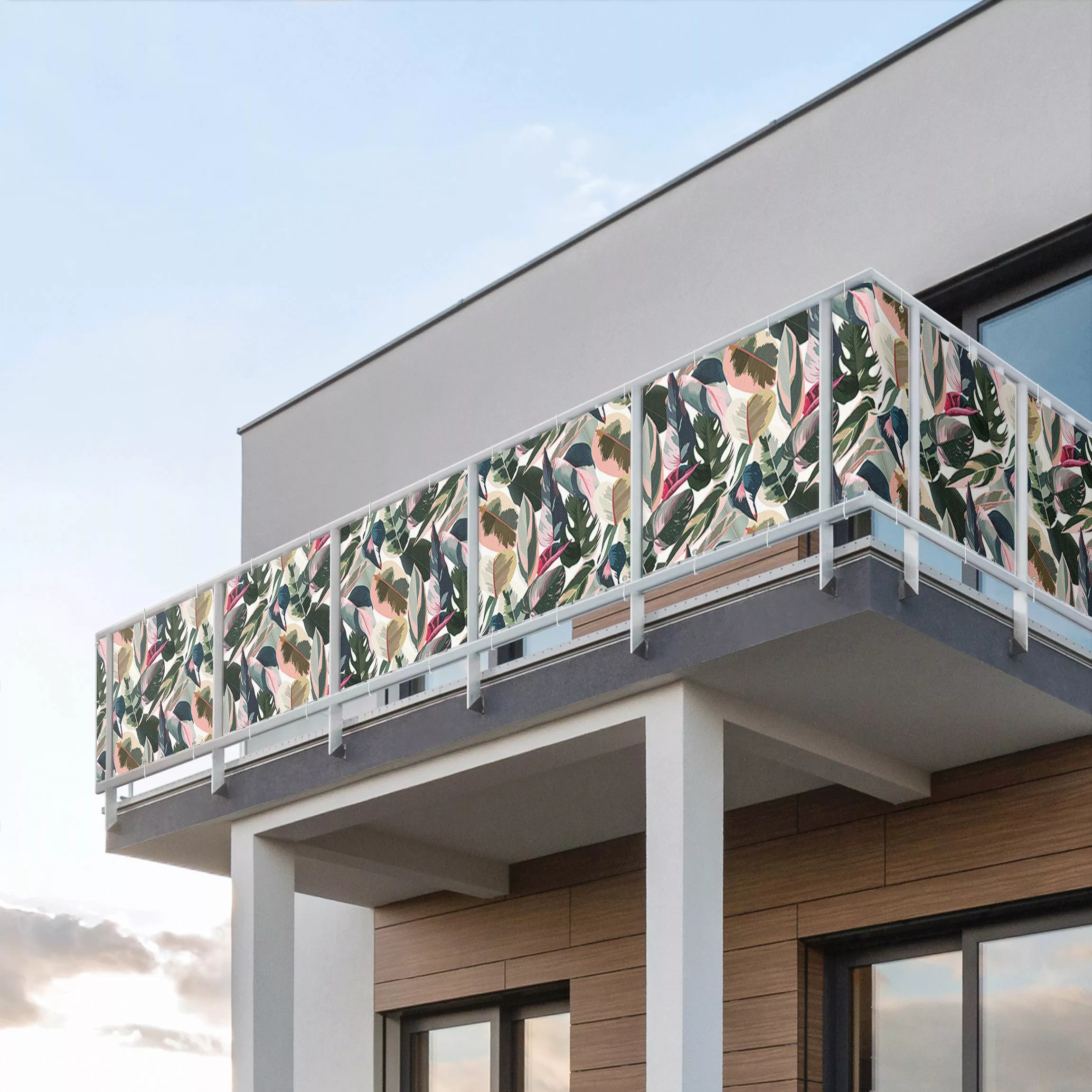Balkon Sichtschutz Pinke Tropen Muster günstig online kaufen