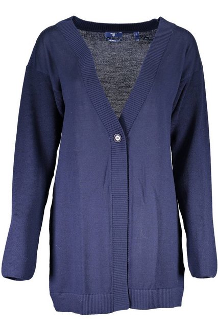 Gant Strickpullover Damen Strickjacke Blau mit Logo und 1 Knopf - Eleganter günstig online kaufen