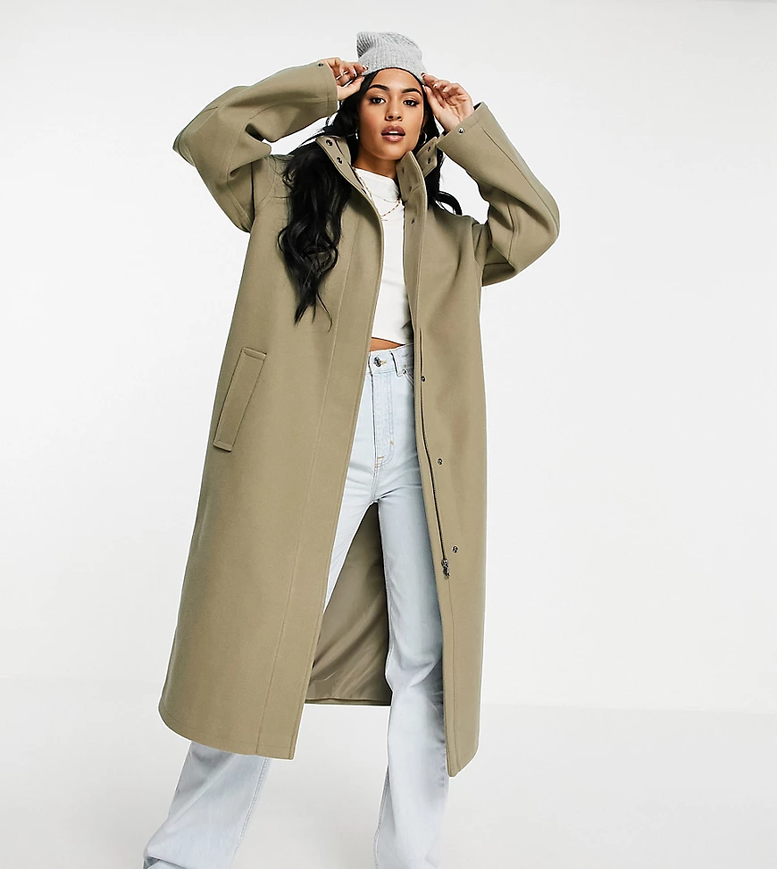 ASOS DESIGN Tall – Oversize-Parka in Hellkhaki-Neutral günstig online kaufen